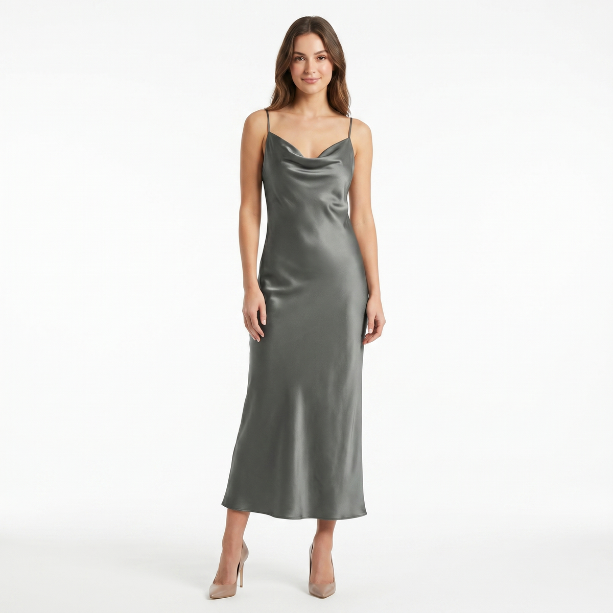 Essential Satin Cowl-Neck Slip Dress