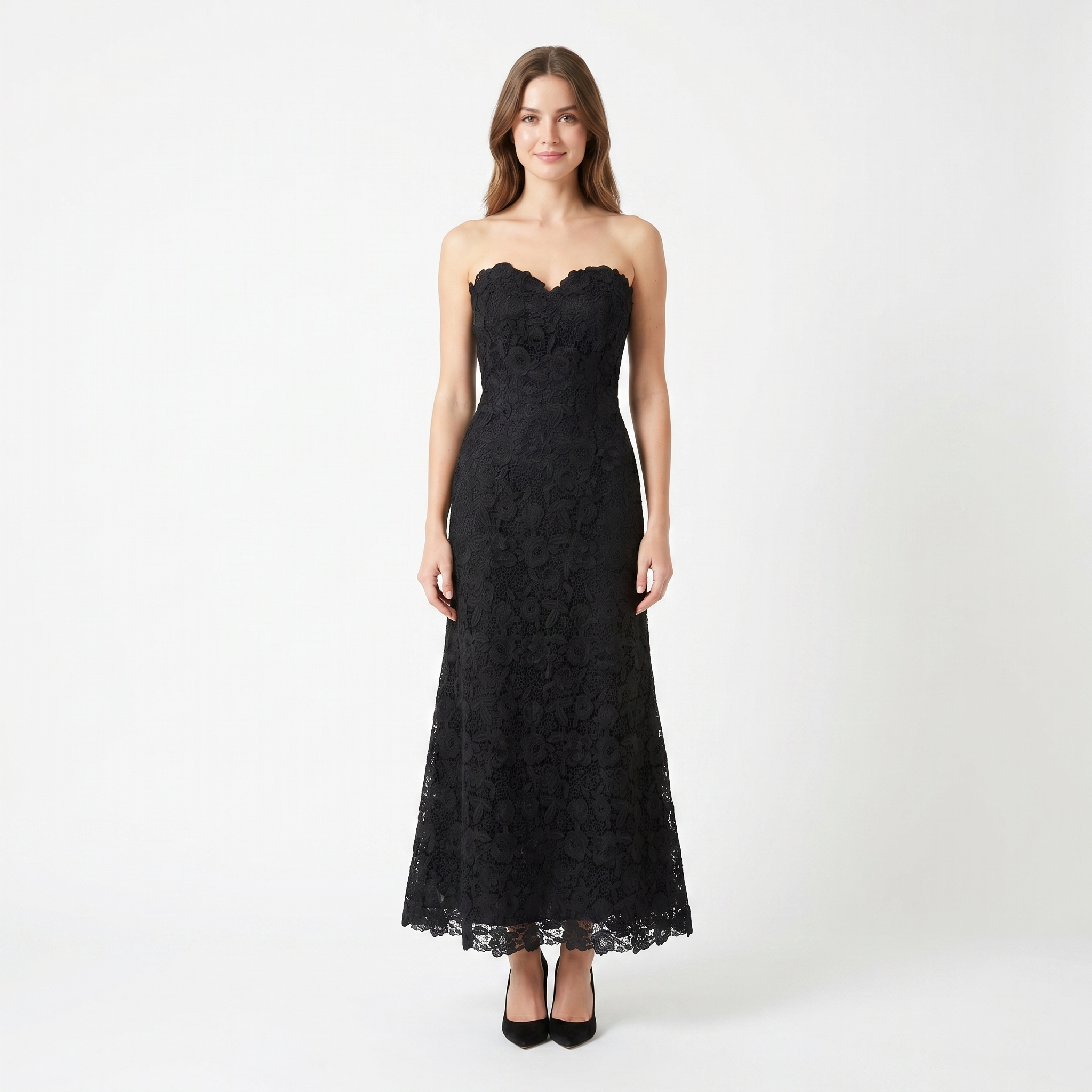 Lace Sweetheart Midi Dress