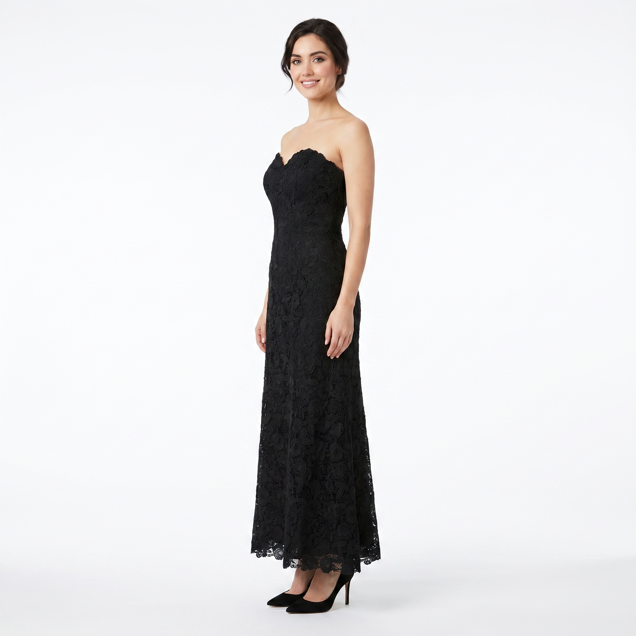 Lace Sweetheart Midi Dress