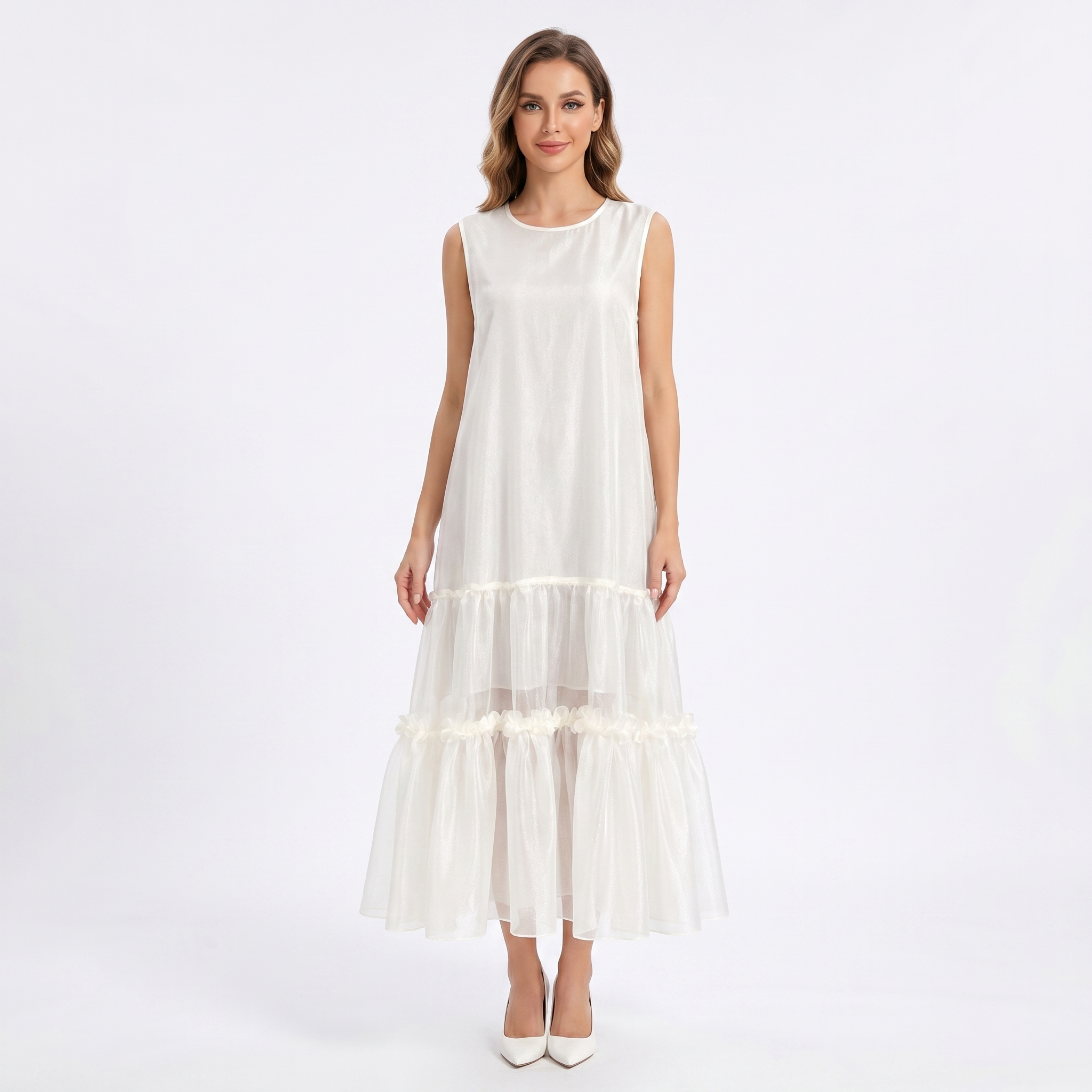 Layered Sleeveless Organza Summer Dress