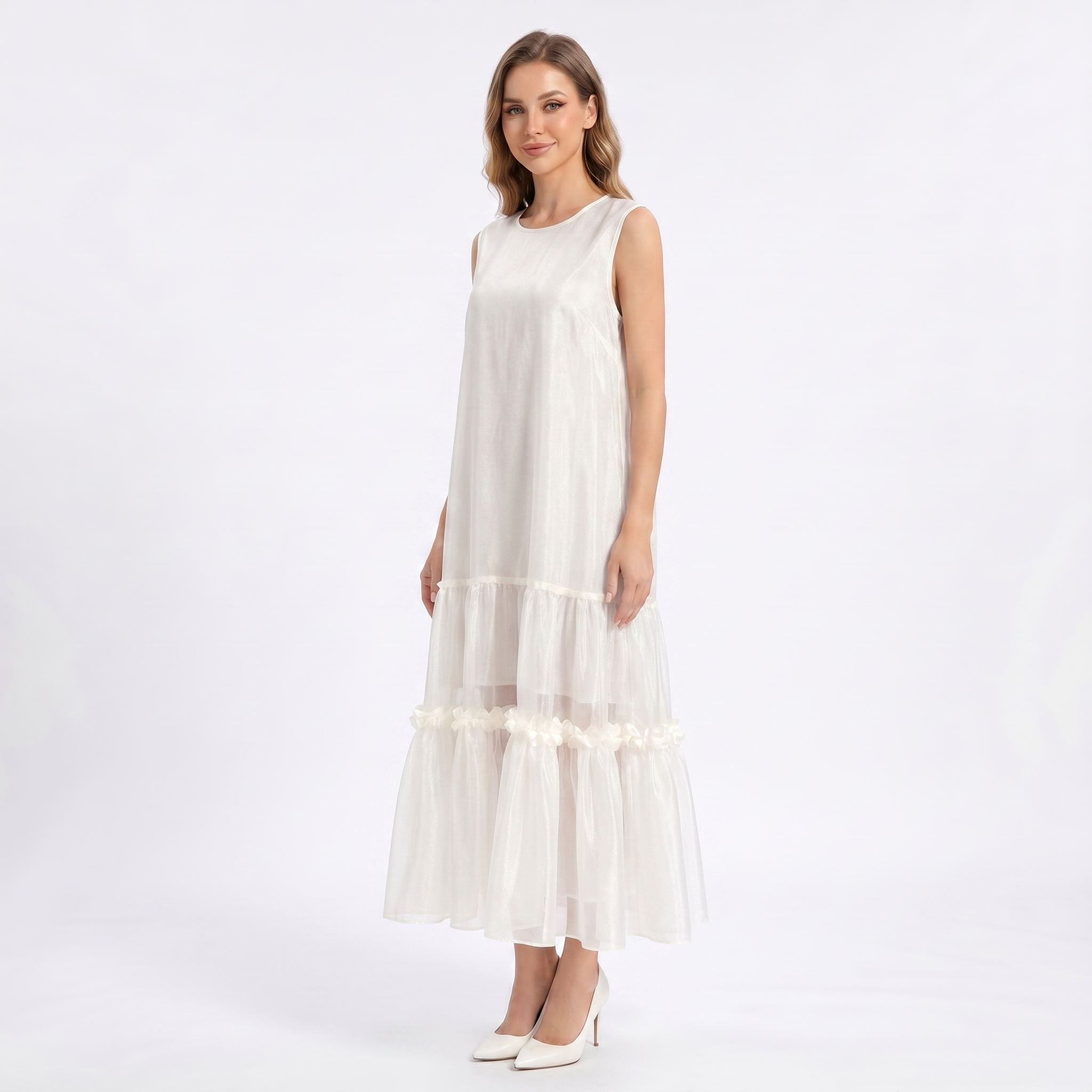 Layered Sleeveless Organza Summer Dress