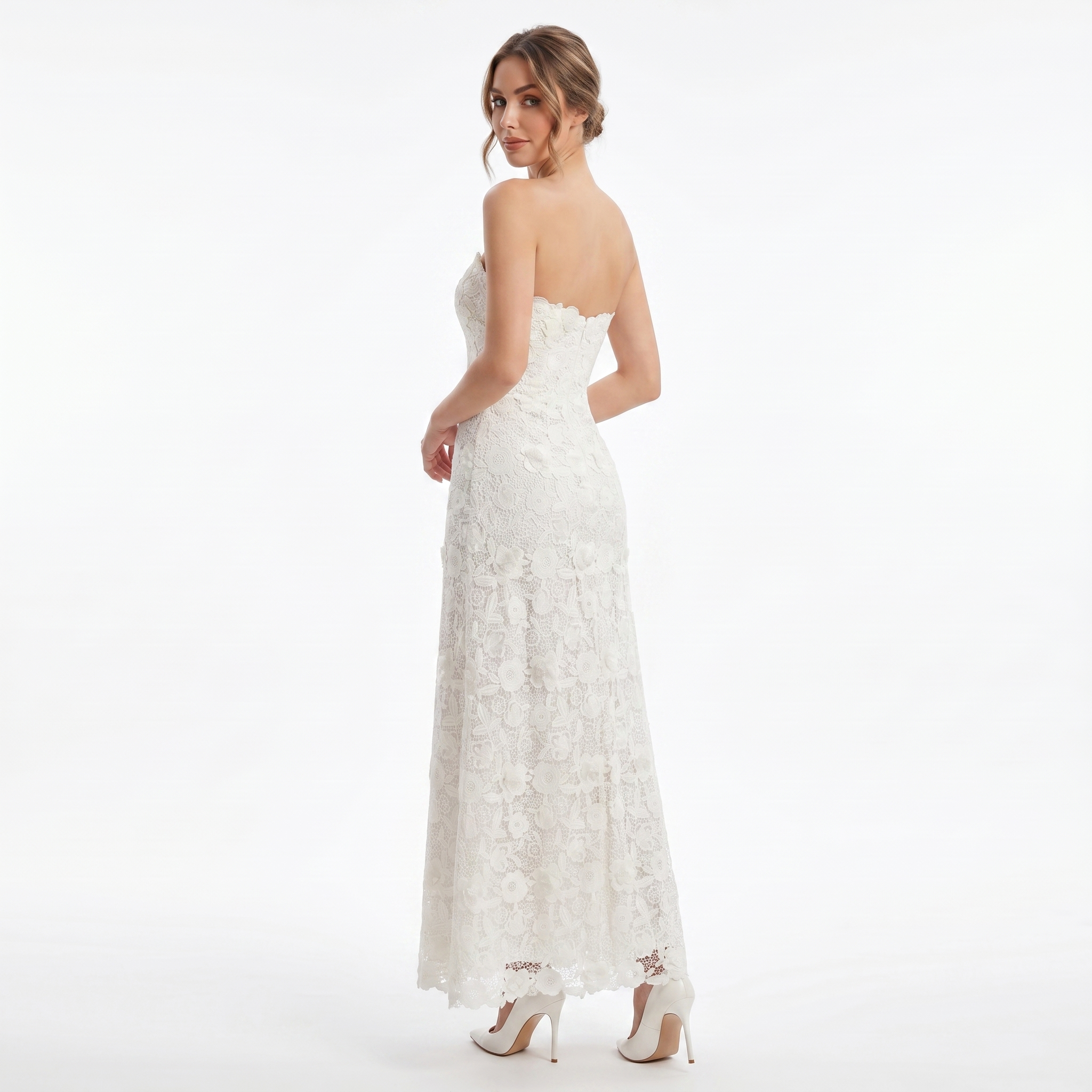 Lace Sweetheart Midi Dress