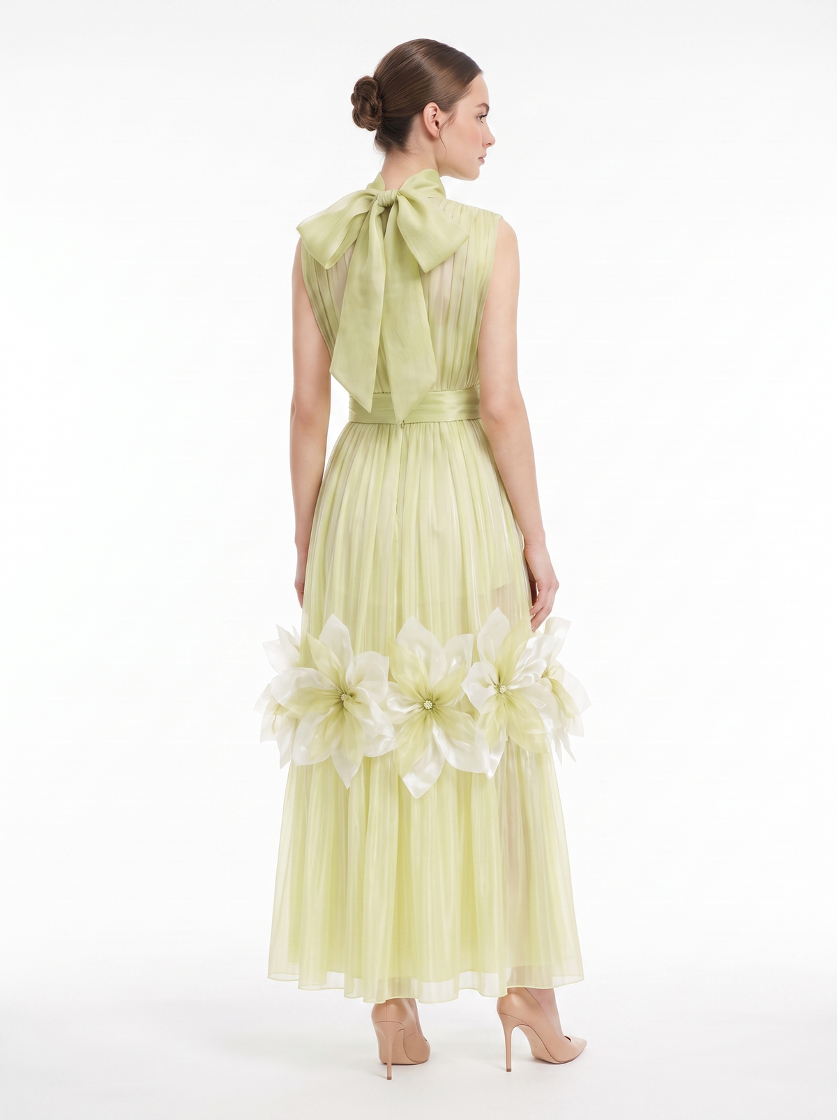 Silk Fleurs High-Neck Maxi Dress