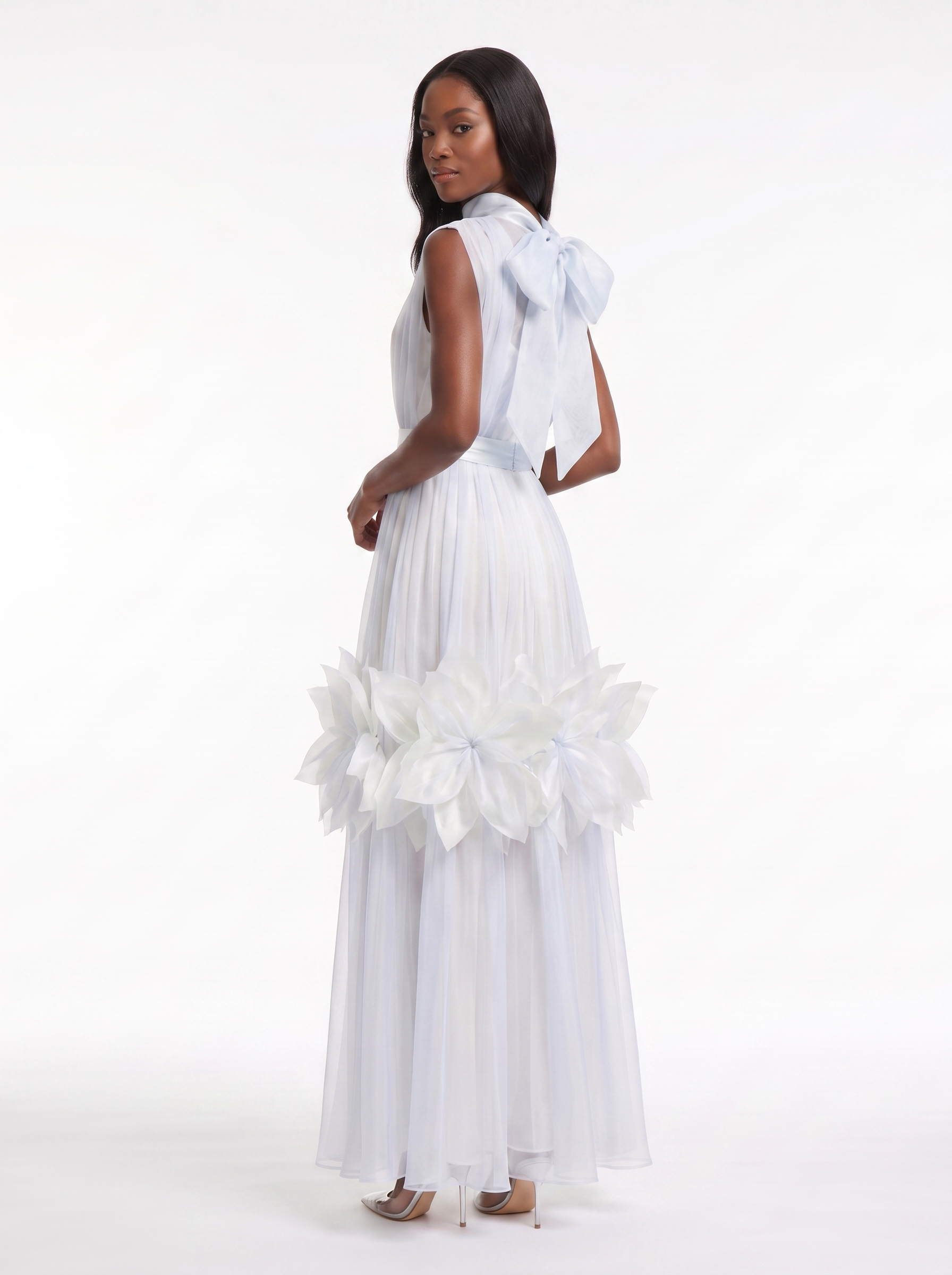 Silk Fleurs High-Neck Maxi Dress