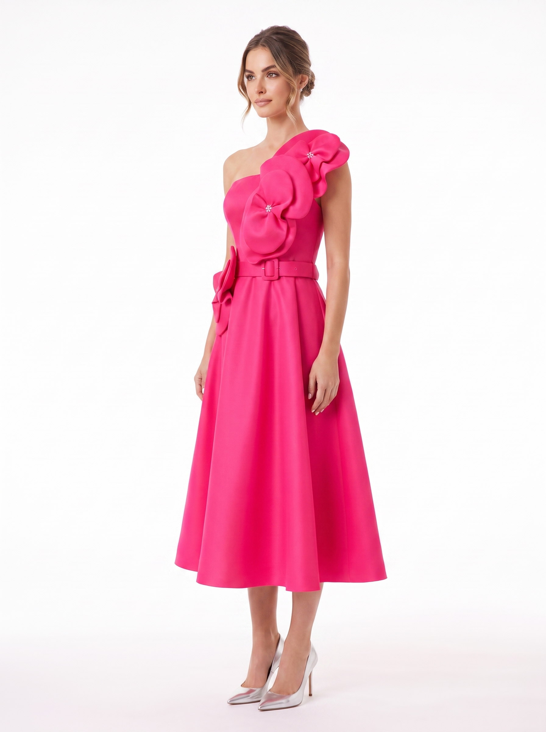 Trio Fleur Appliqué Mini Cocktail Dress