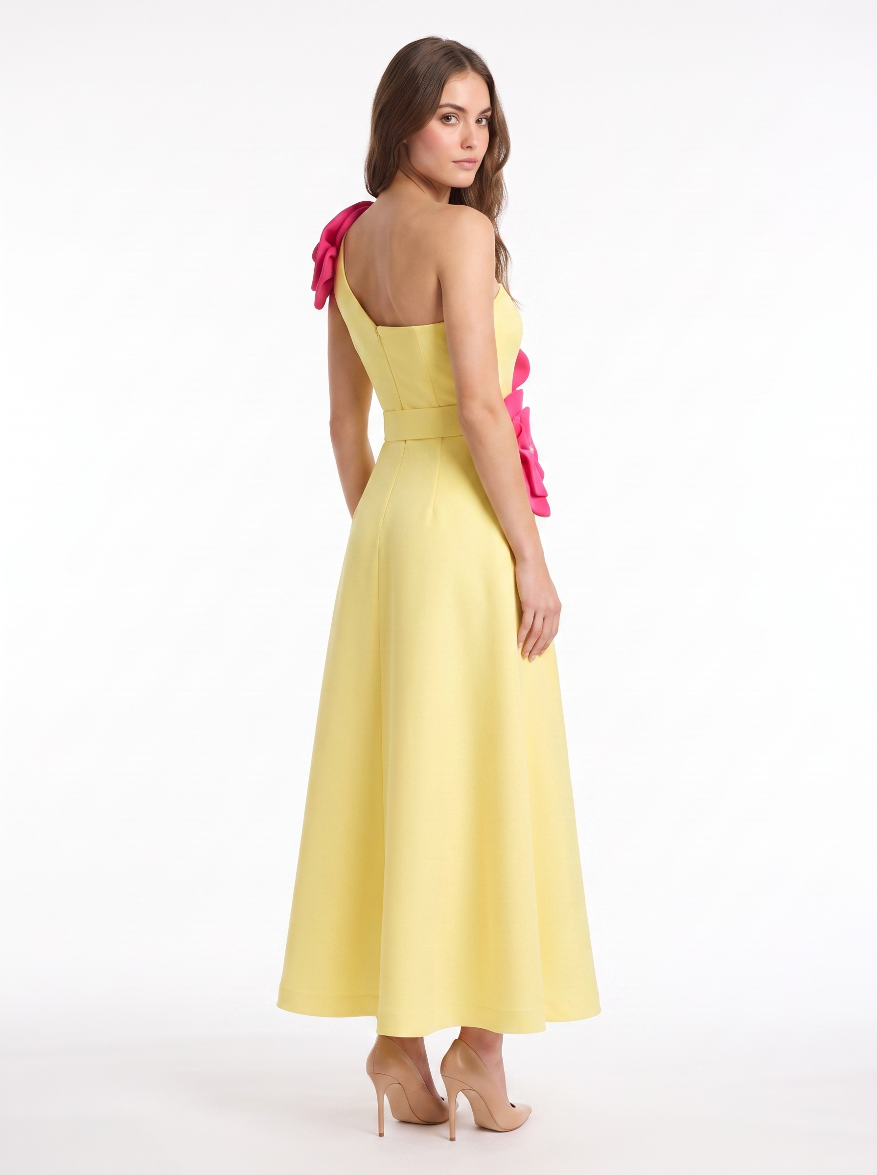 Trio Fleurs Appliqué Maxi Dress