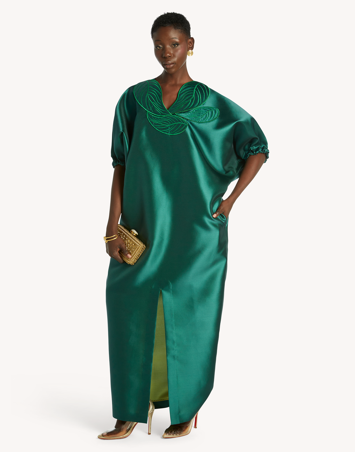 Anissa Leaf Appliqué Kaftan