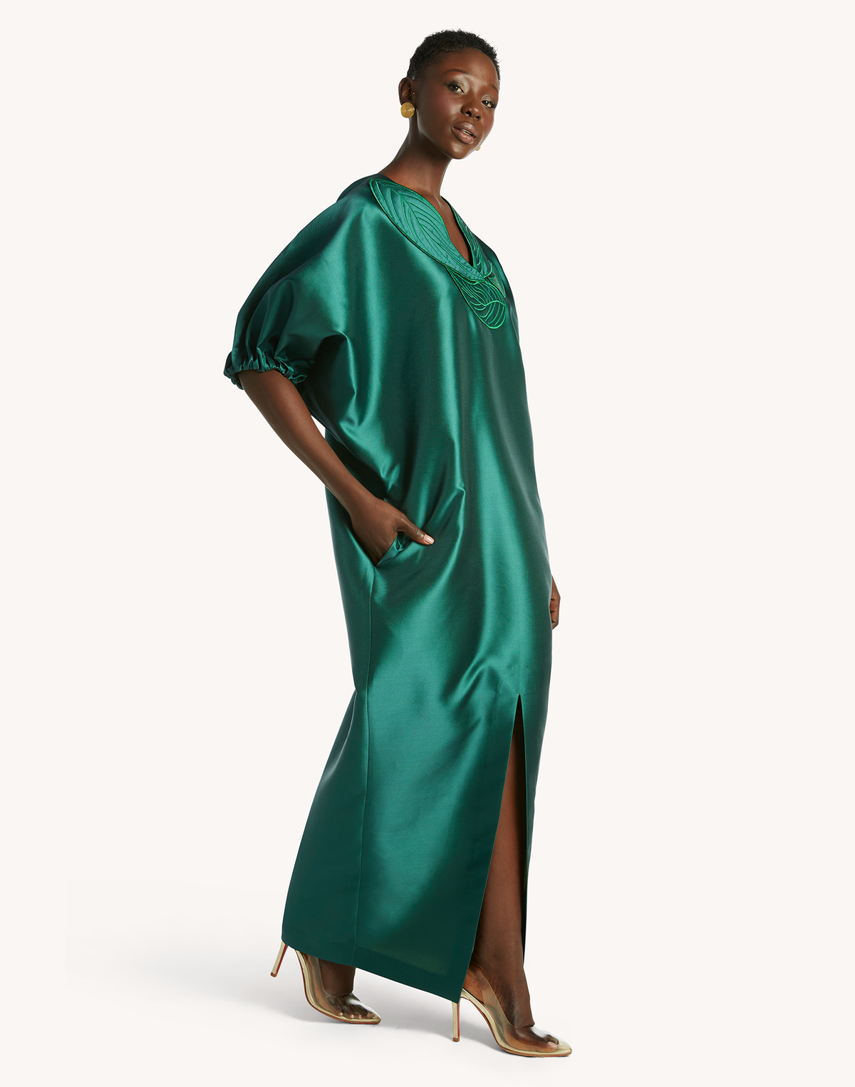 Anissa Leaf Appliqué Kaftan