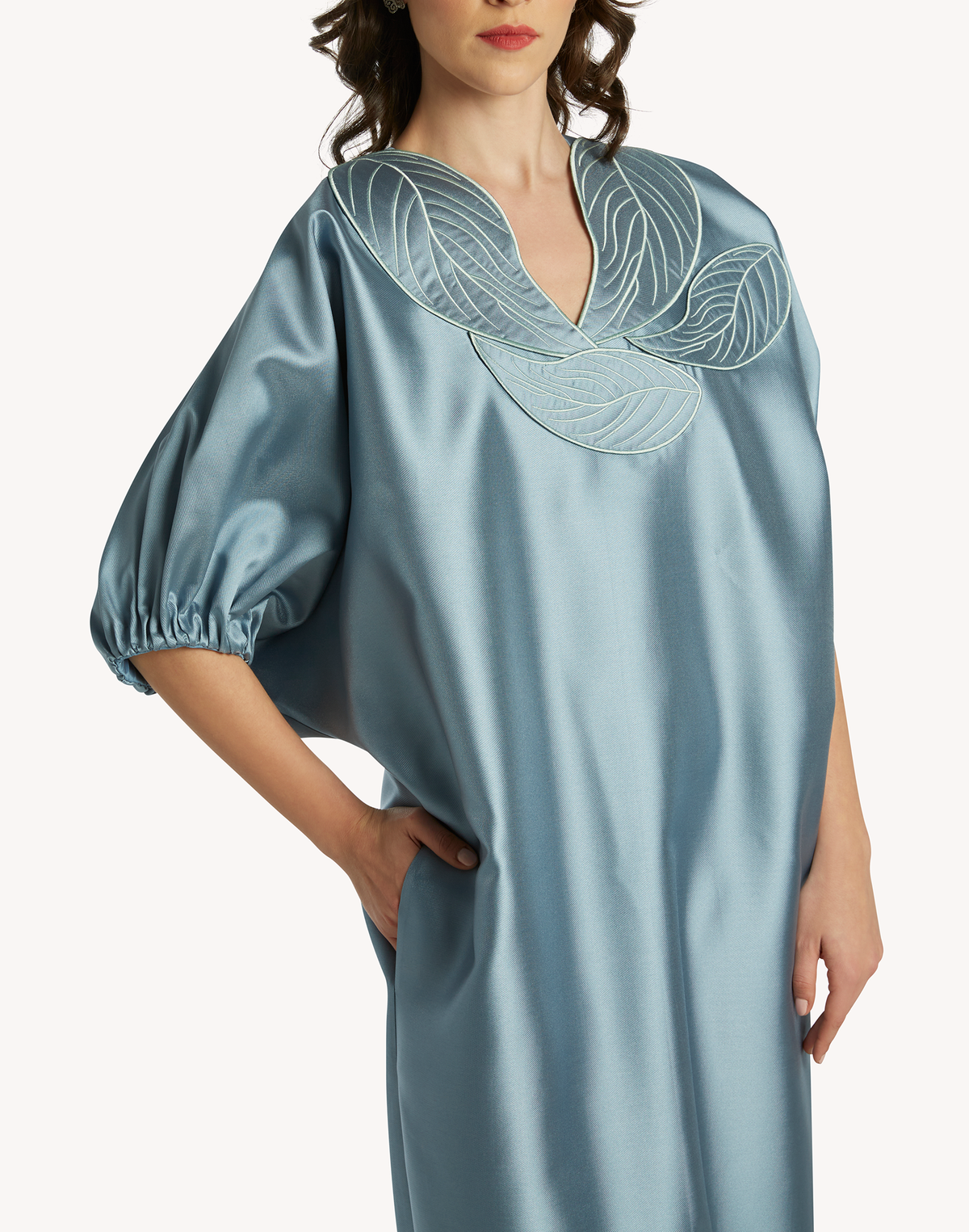 Anissa Leaf Appliqué Kaftan