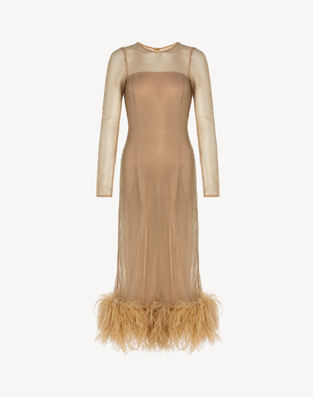 Feather-trimmed Crystal Embellished A-line Dress