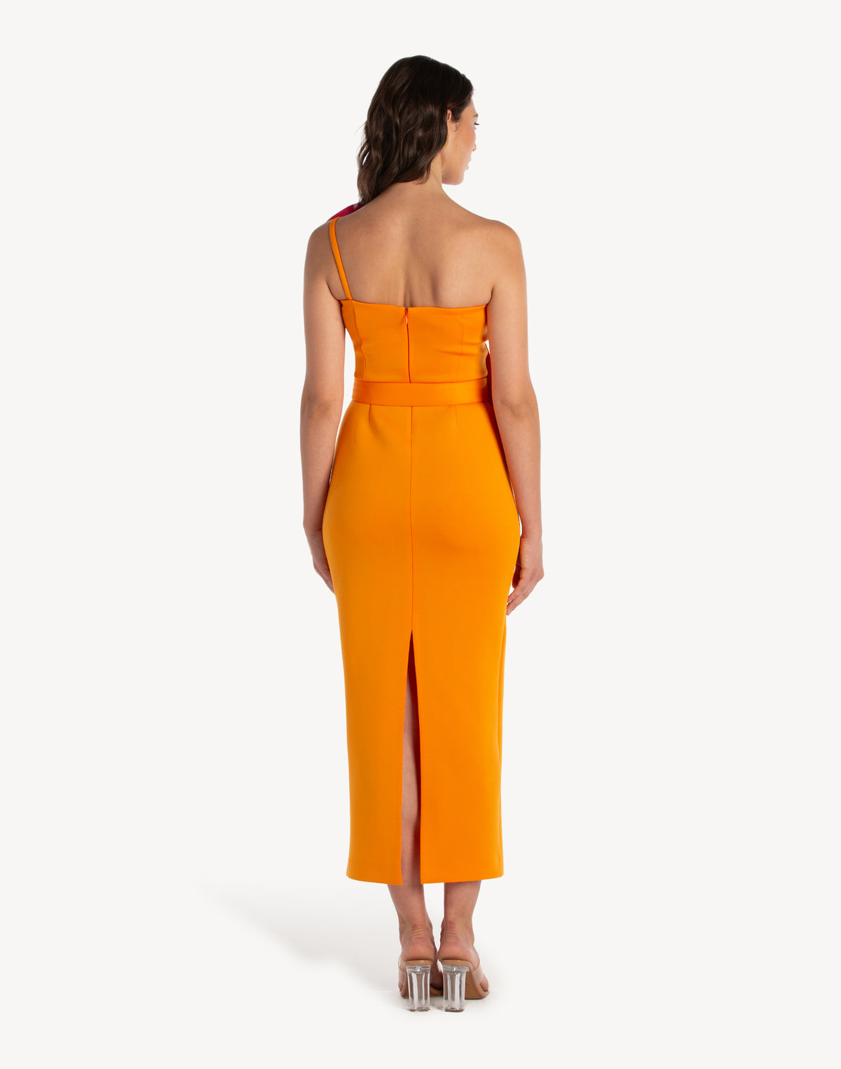 Floral Appliqué Pencil Belted Midi Dress