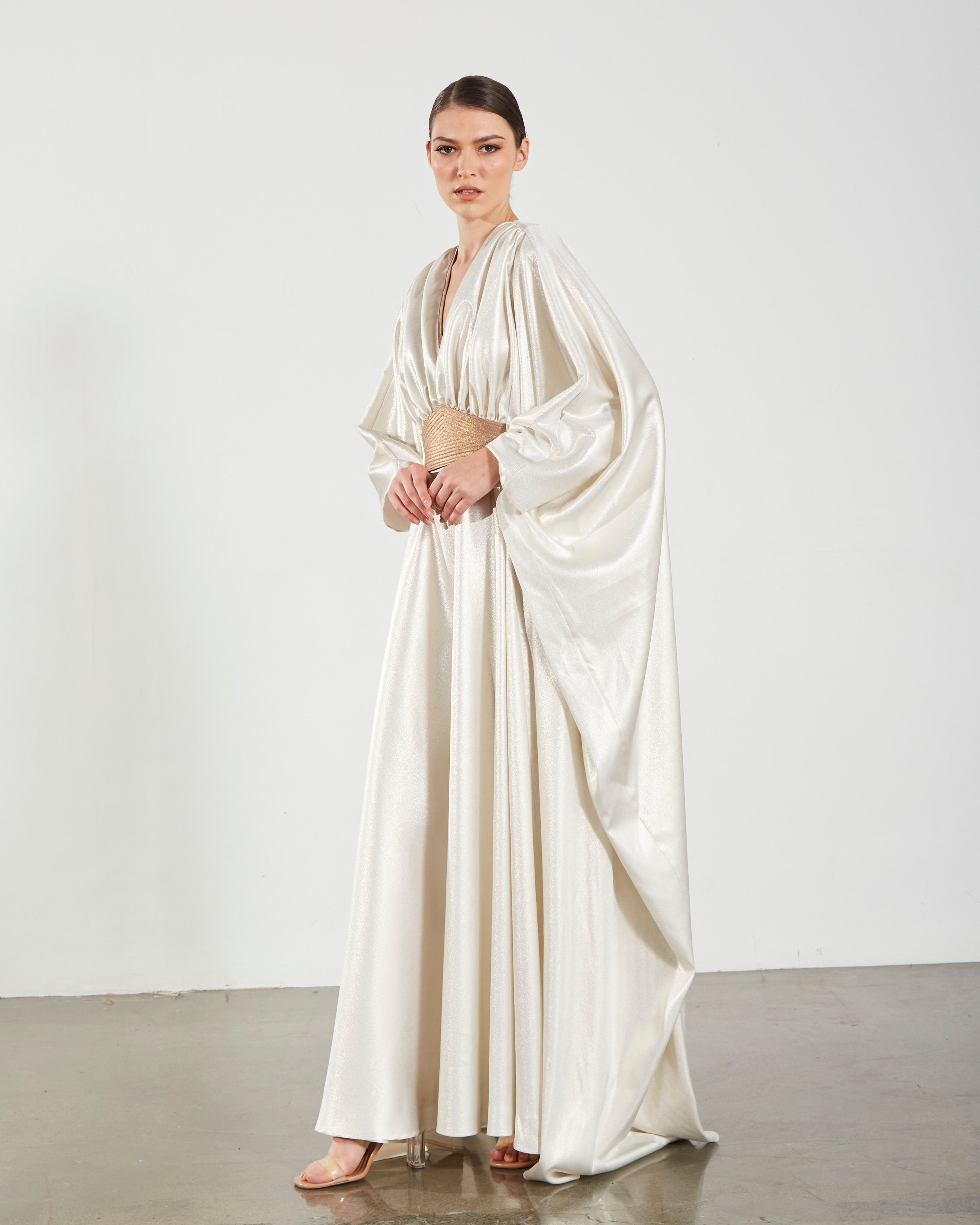 Shimmery Crepe Kaftan - White