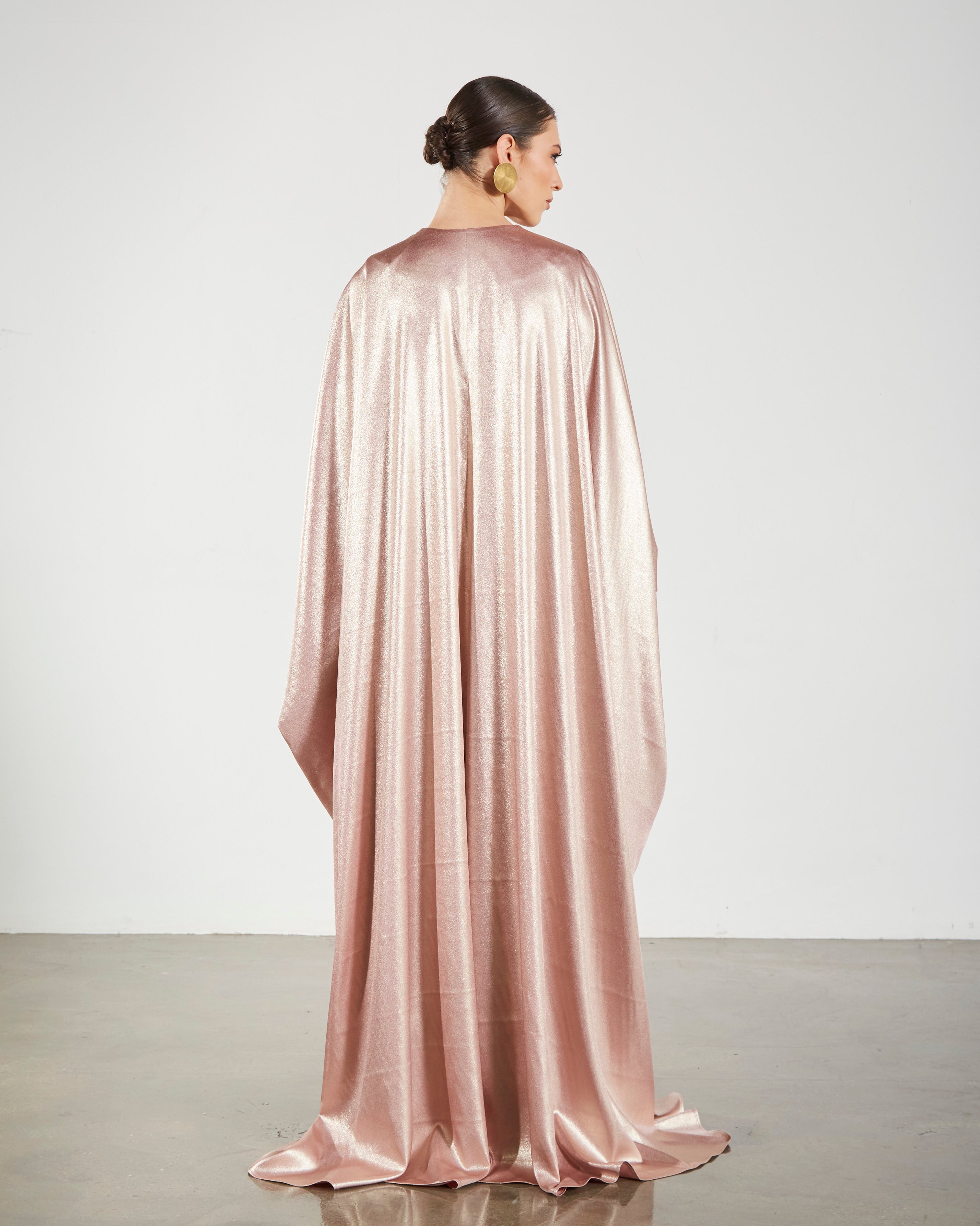Shimmery Crepe Kaftan - Powder Pink