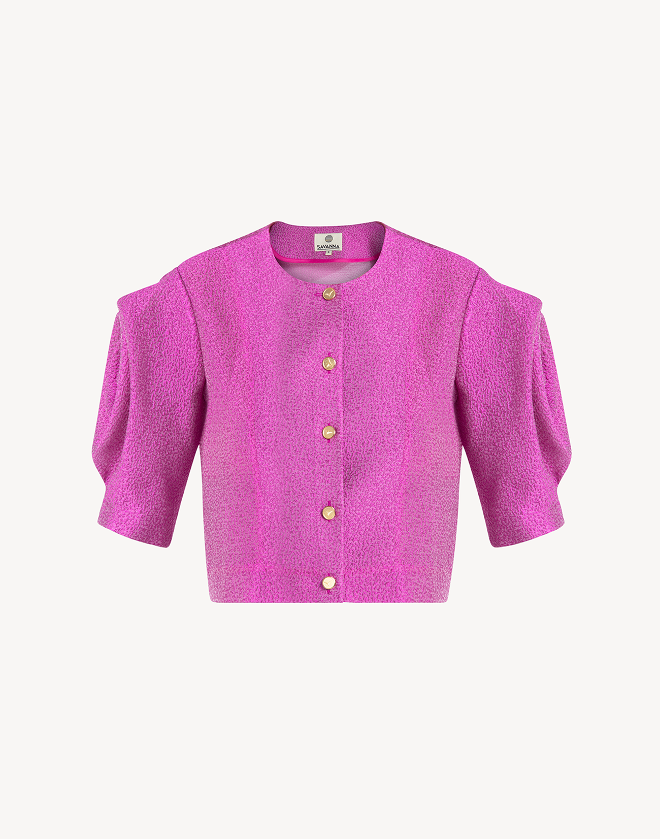 Silk Brocade Floral Draped Sleeve Blouse