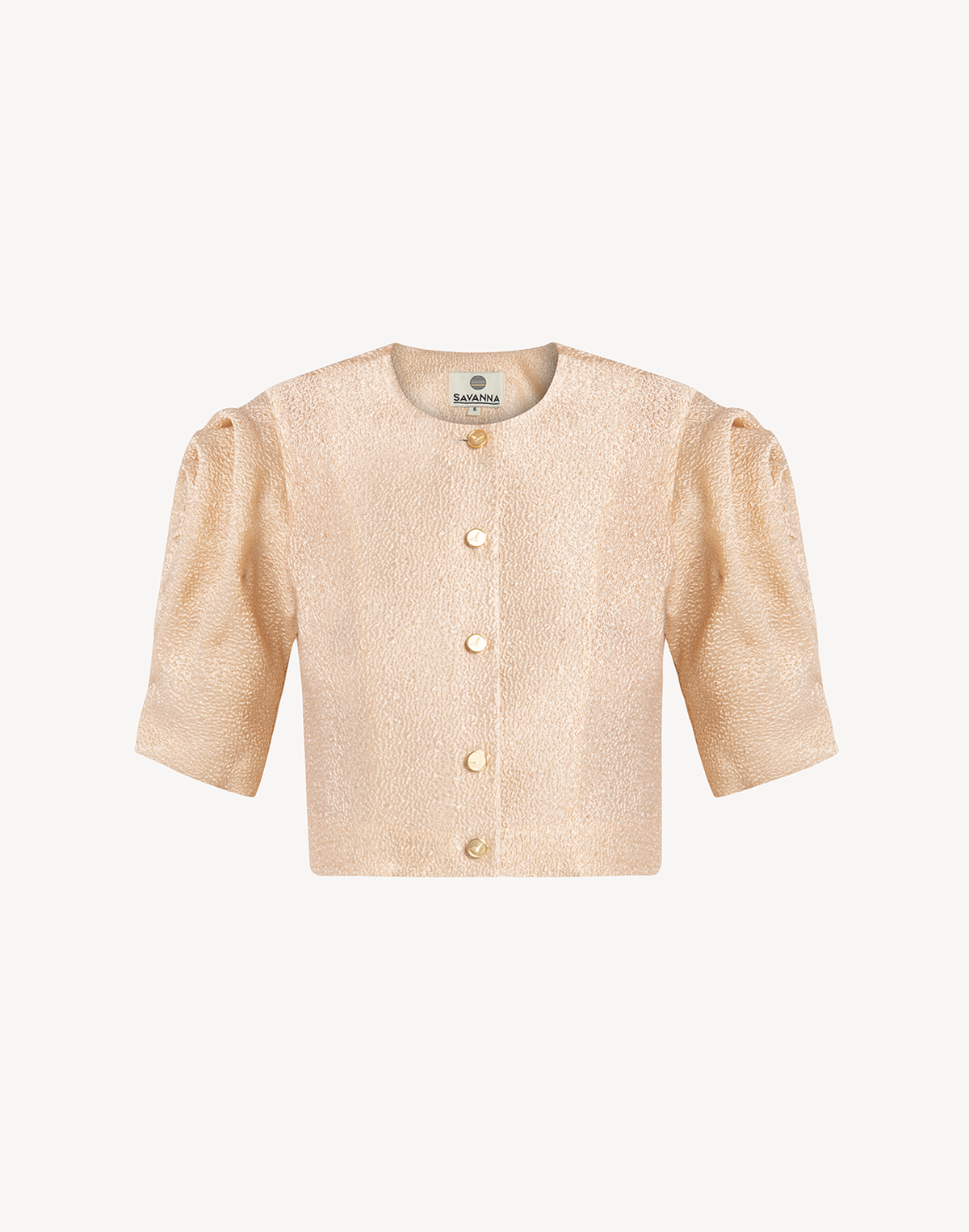 Silk Brocade Floral Draped Sleeve Blouse