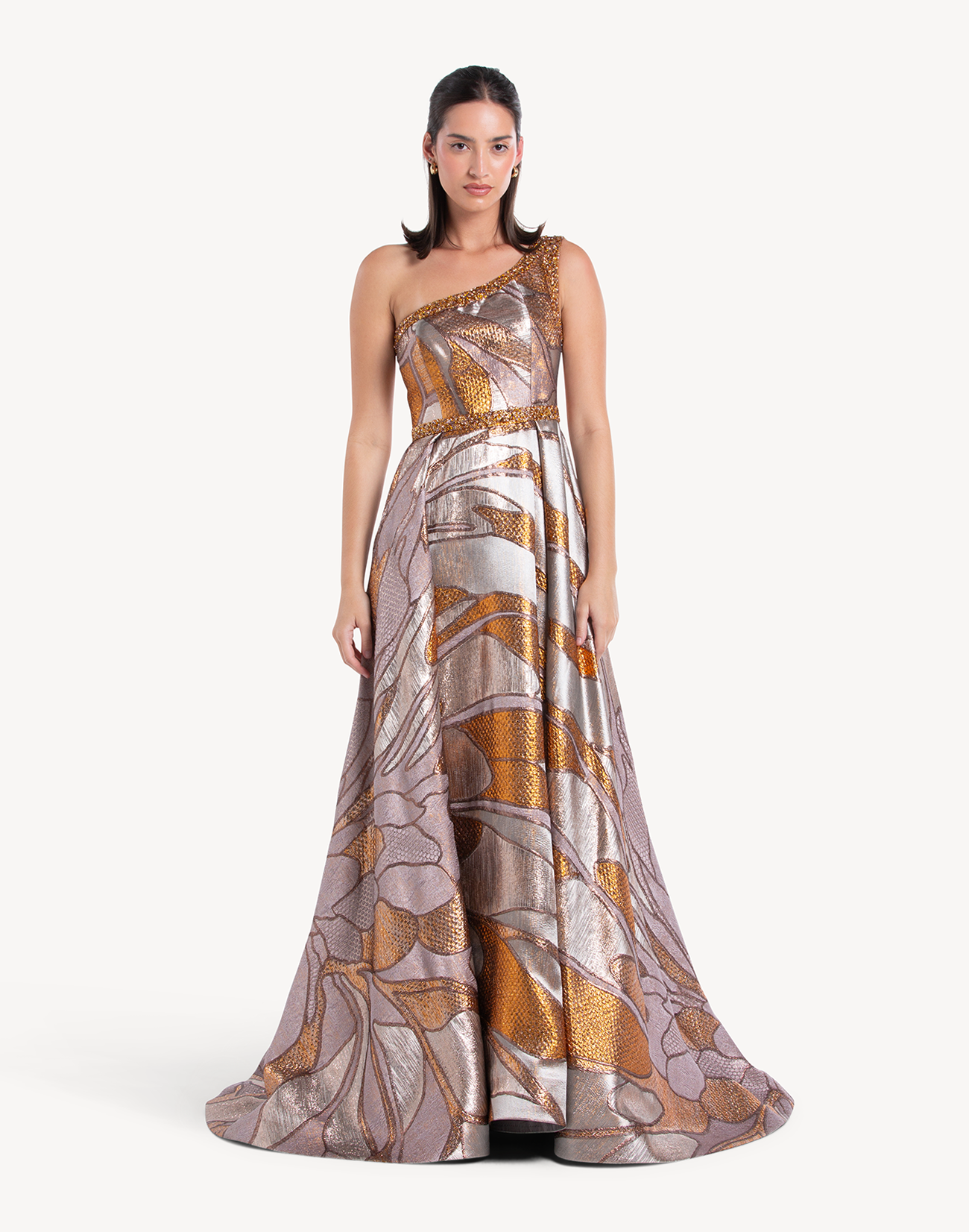 Opus Brocade Crystal Embellished Gown