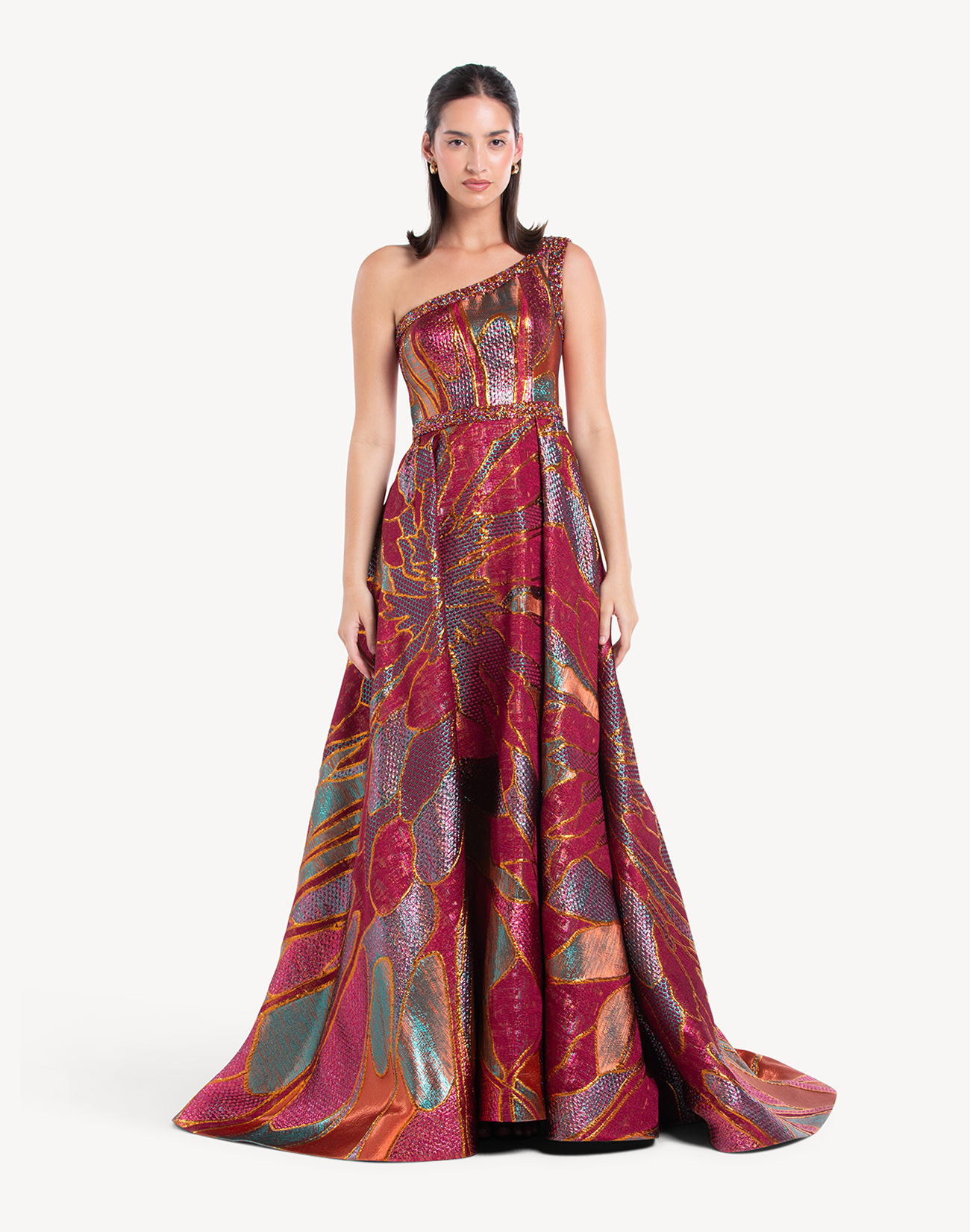 Opus Brocade Crystal Embellished Gown