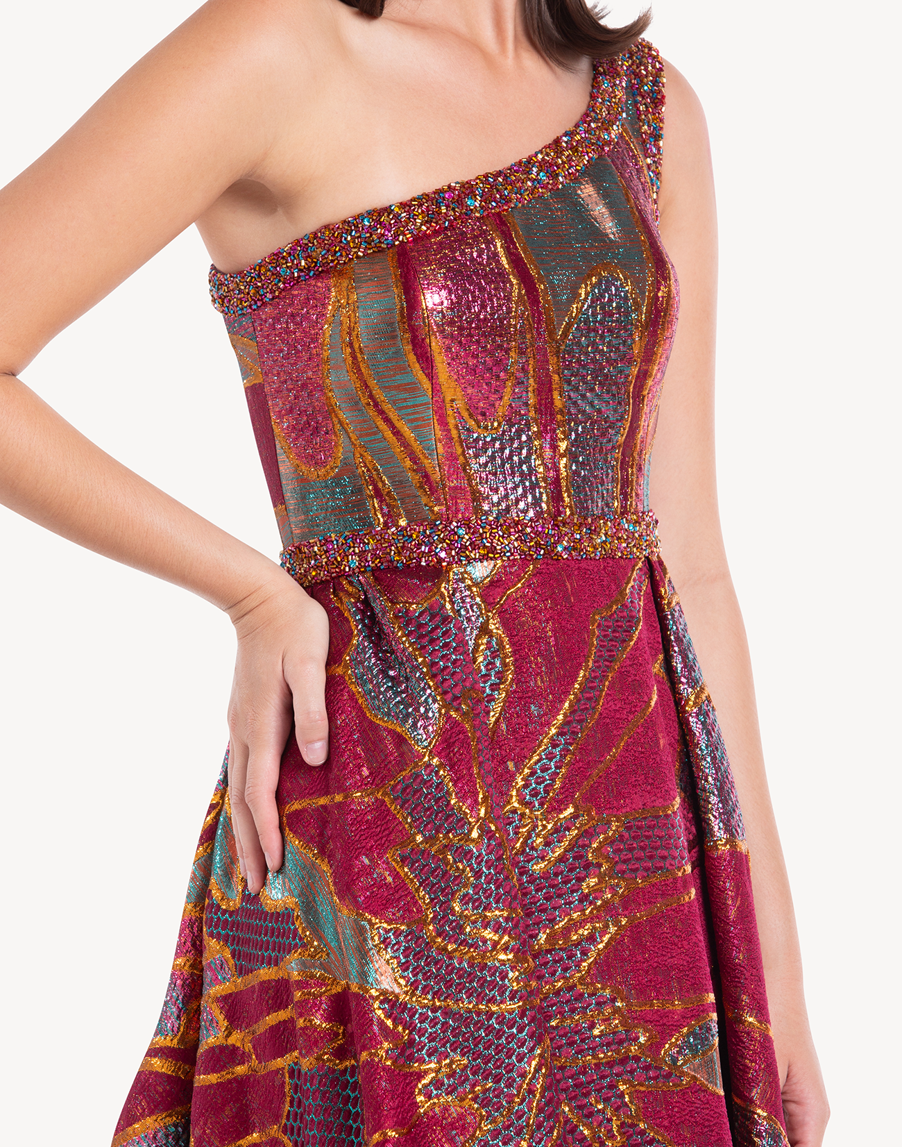 Opus Brocade Crystal Embellished Gown