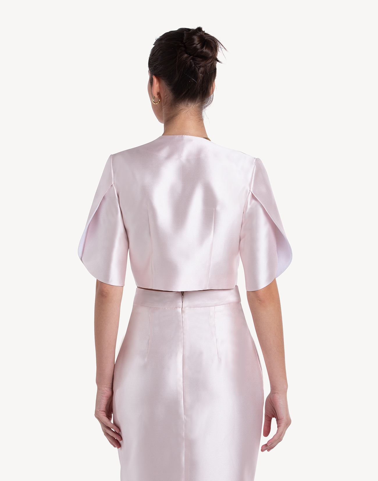 Ivy Wrapped Sleeve Cropped Jacket -Pink