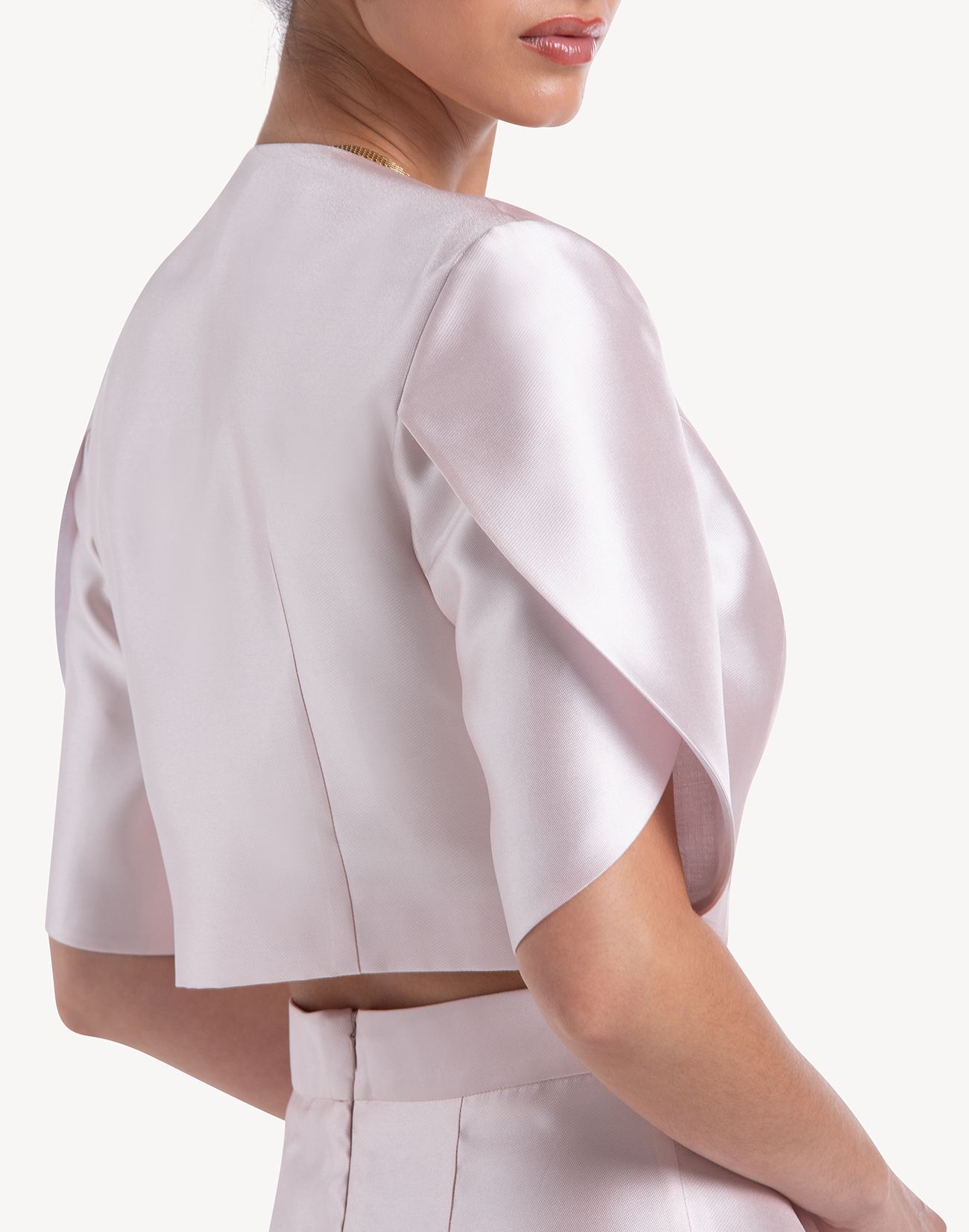 Ivy Wrapped Sleeve Cropped Jacket -Pink