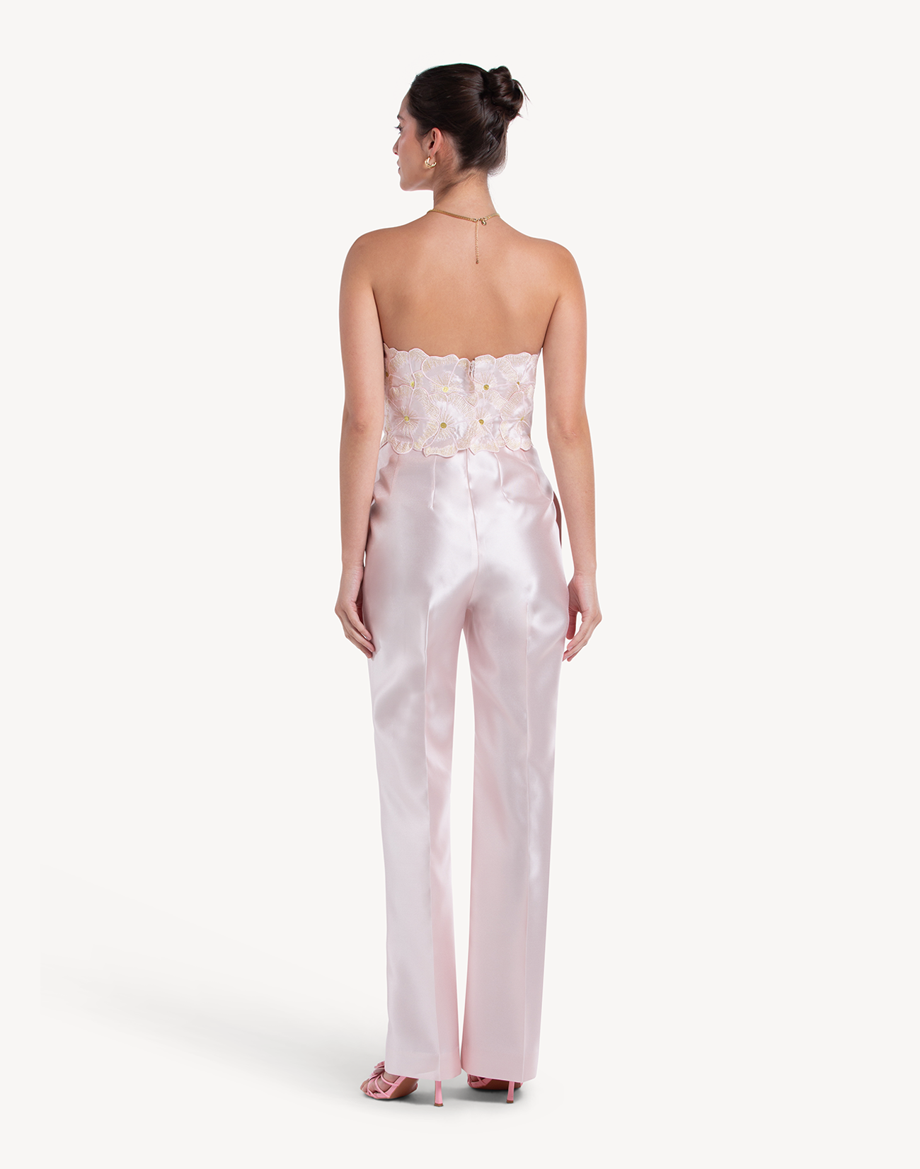 Sheen Floral Applique Corset Jumpsuit