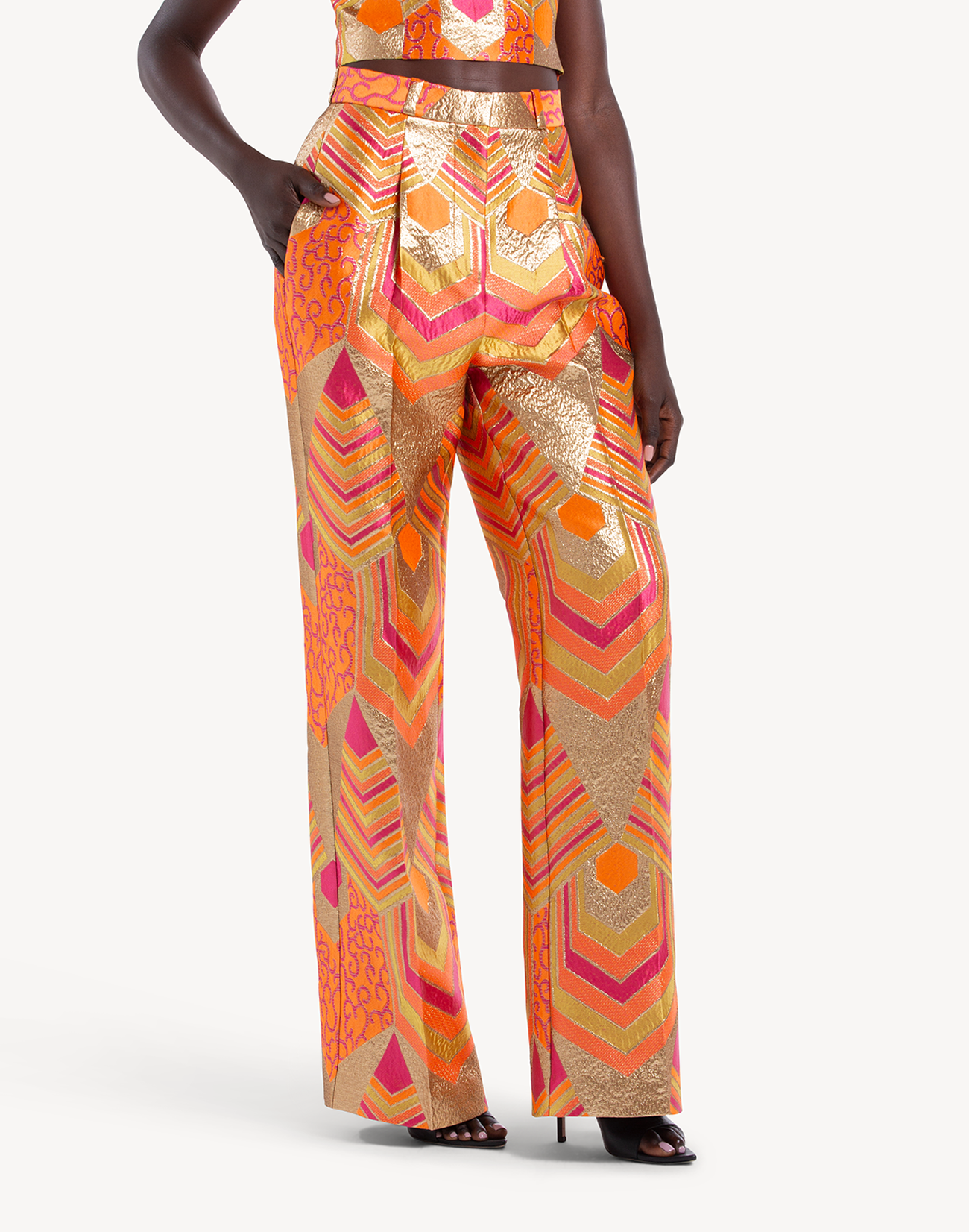 Nermin Brocade High Waisted Trousers