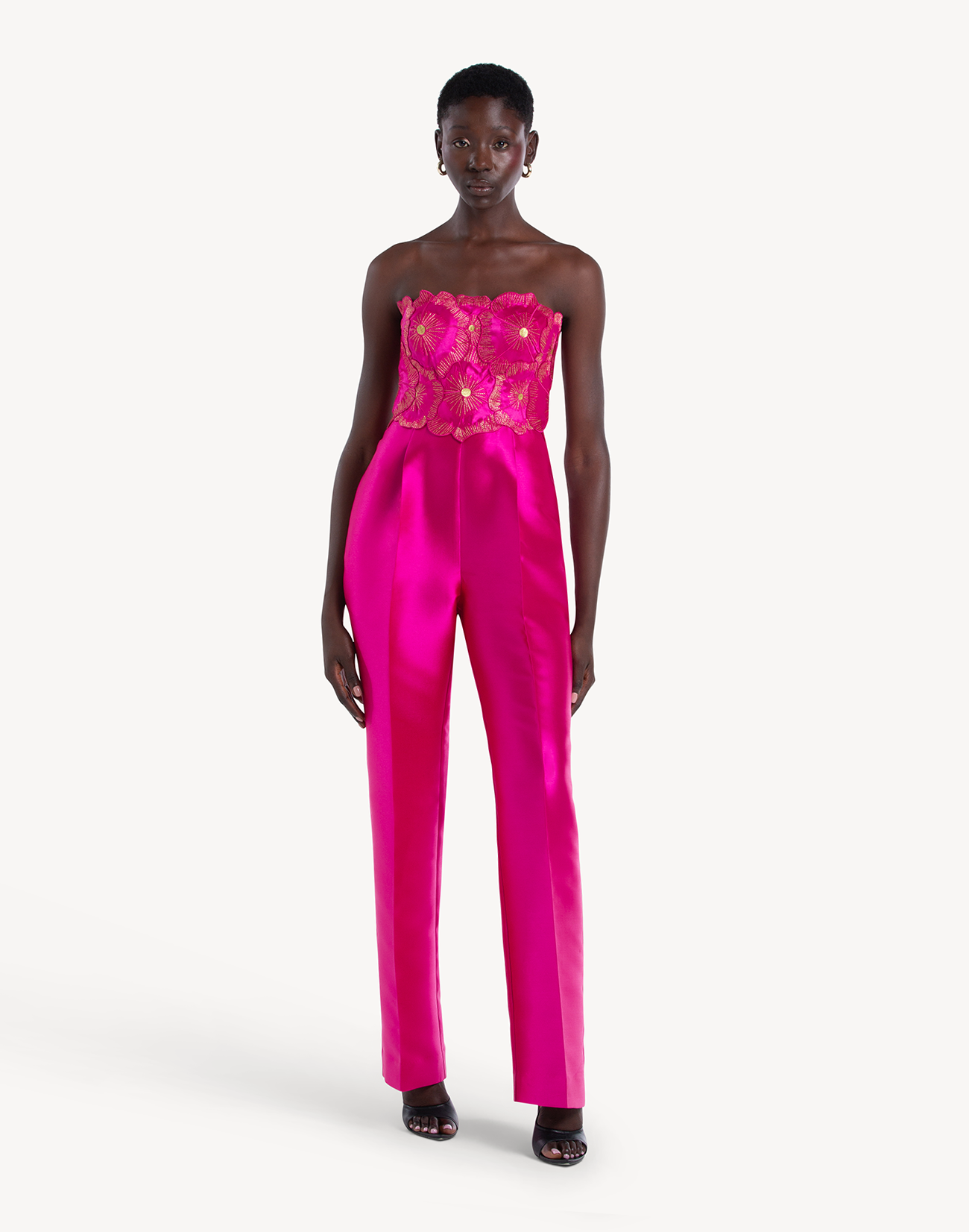 Sheen Floral Applique Corset Jumpsuit