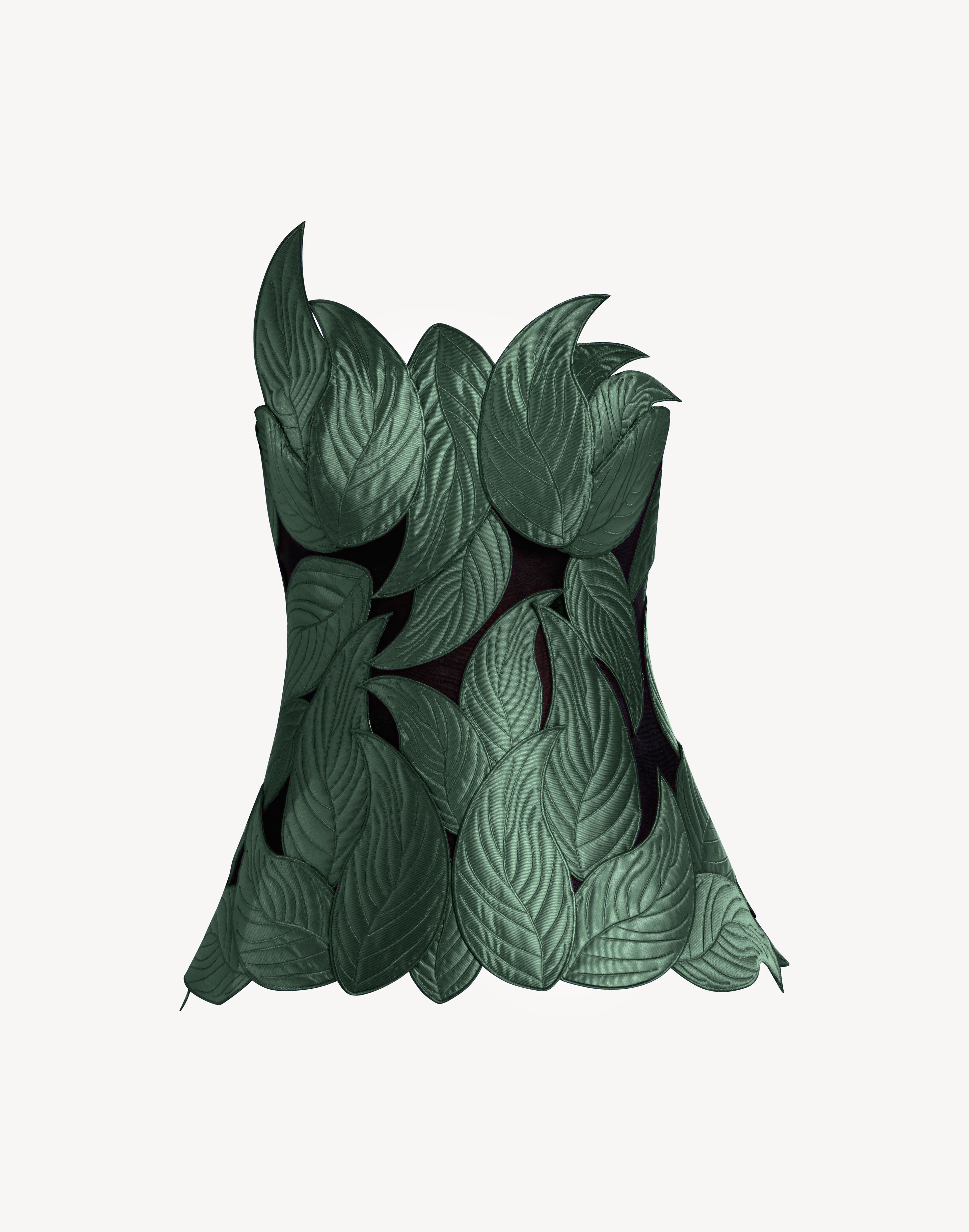 Grandeur Leaf Appliqué Corset