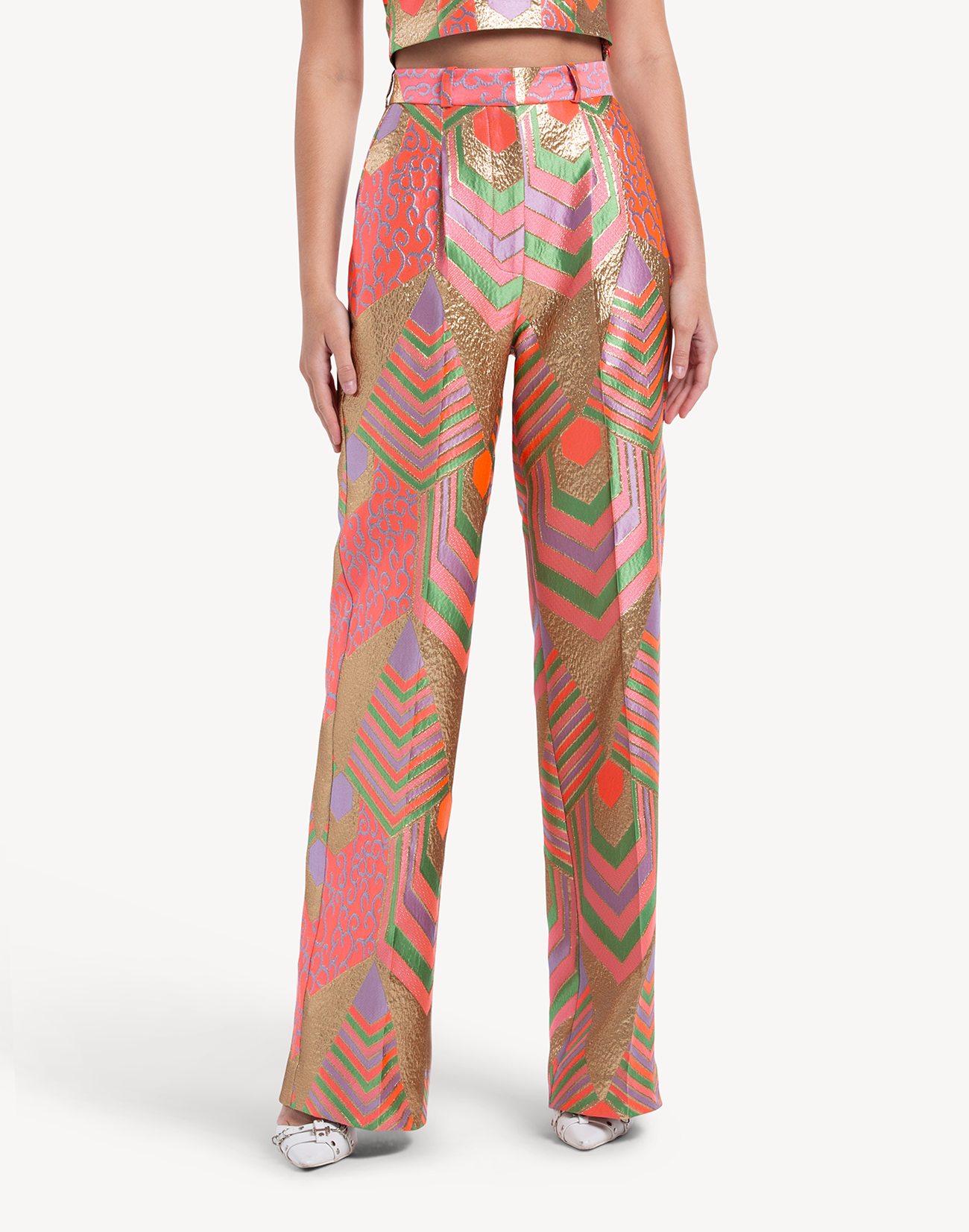 Nermin Brocade High Waisted Trousers