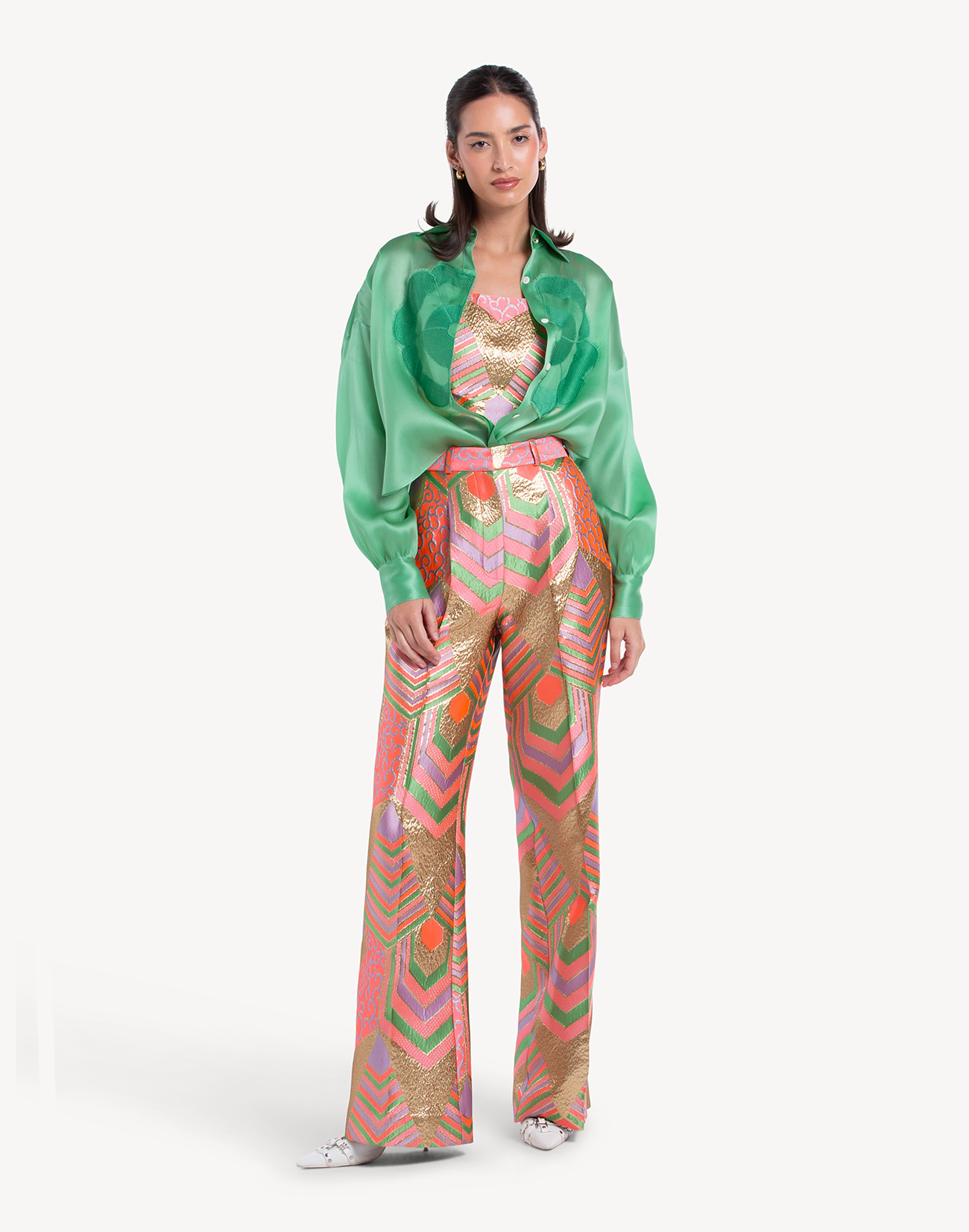 Nermin Brocade High Waisted Trousers