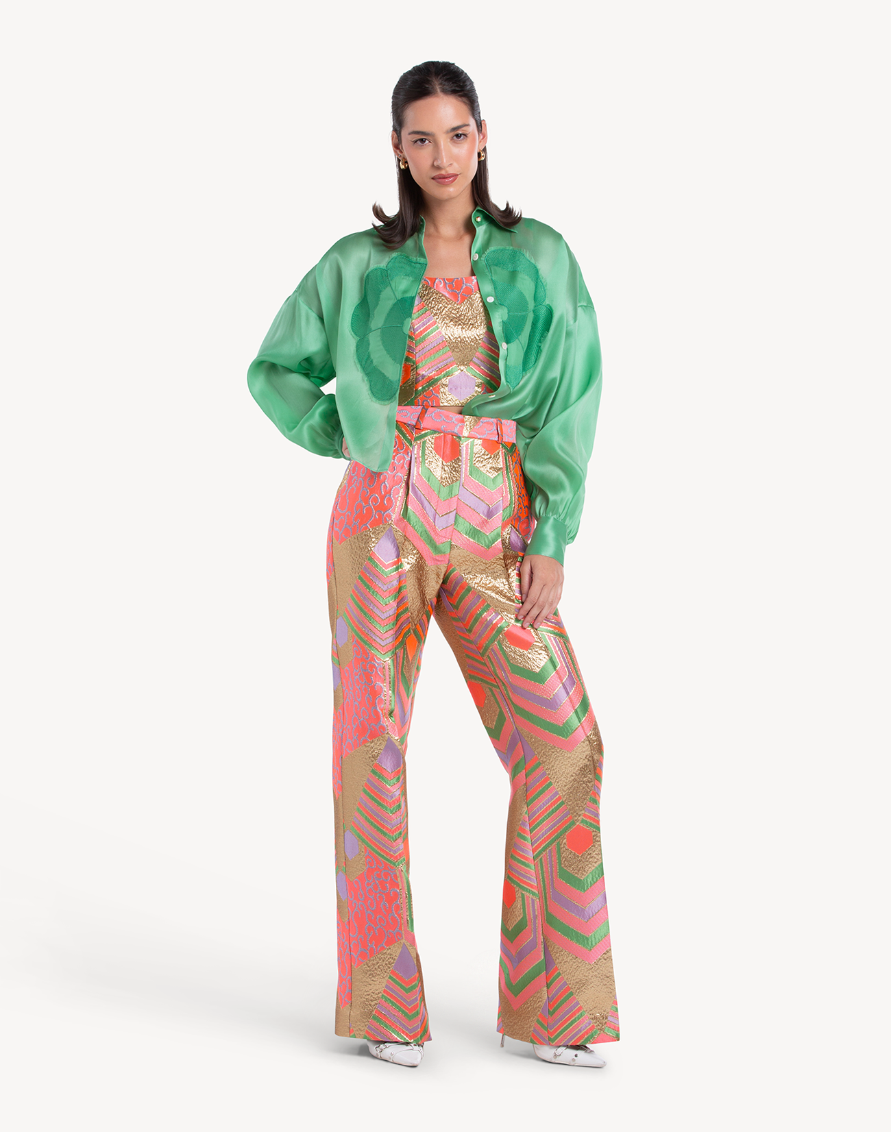 Nermin Brocade High Waisted Trousers