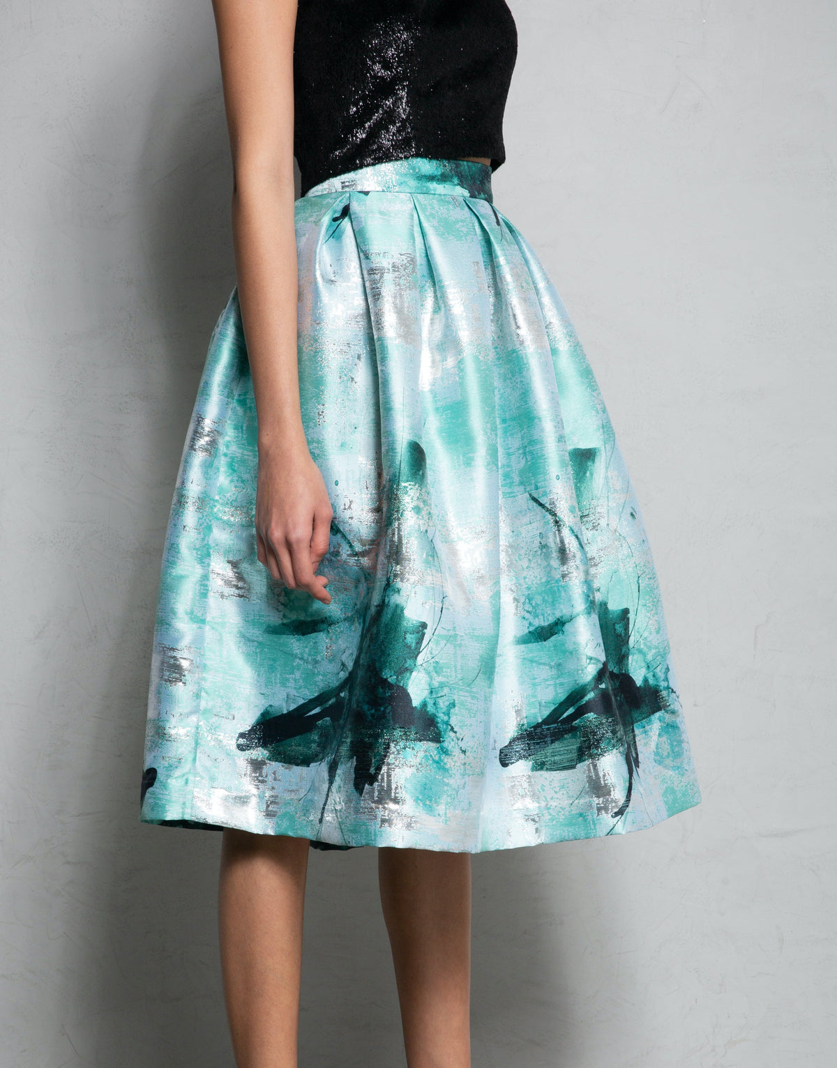 Bouffant Silk Midi Skirt