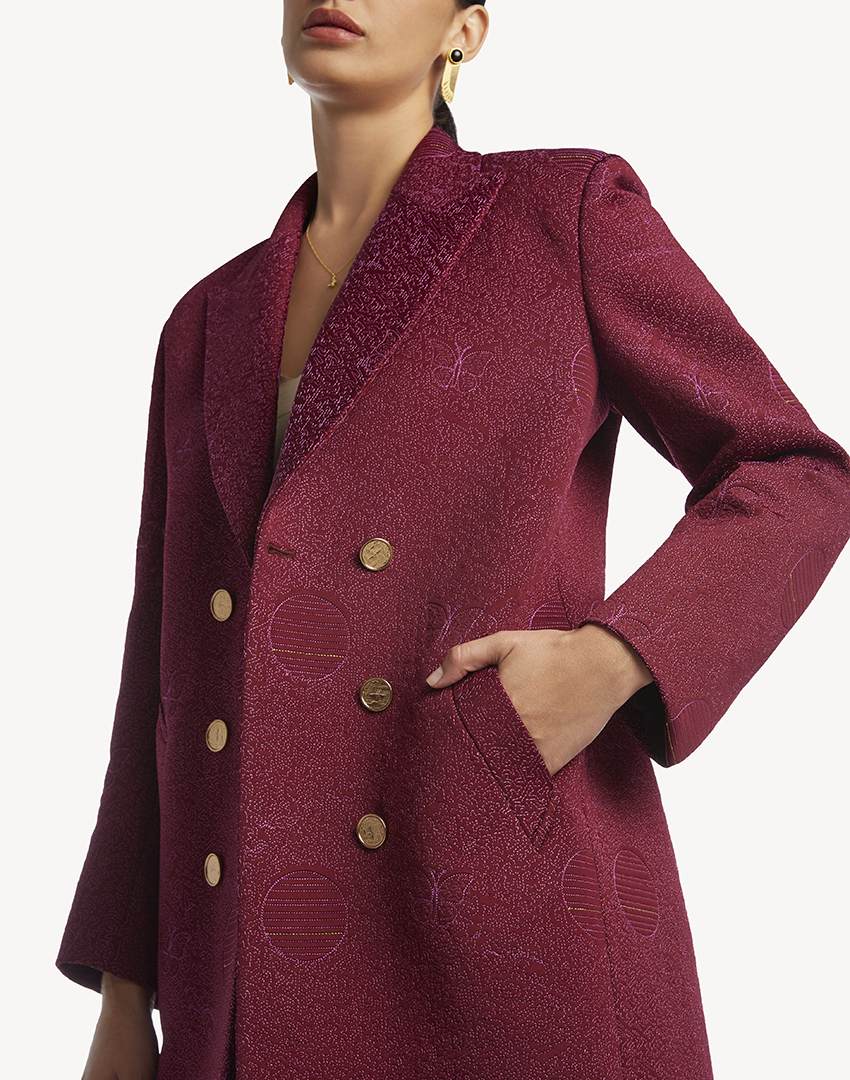 Butterfly Embroidered Long Coat