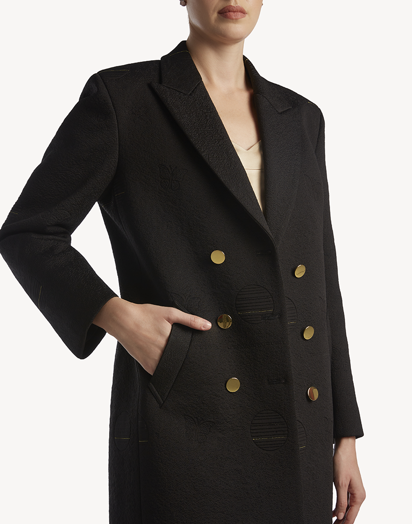 Butterfly Embroidered Long Coat