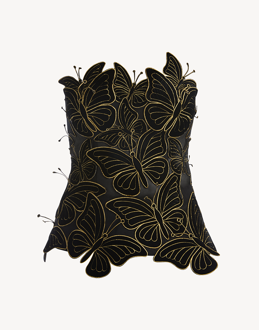 Metallic Papillon Appliqué Corset