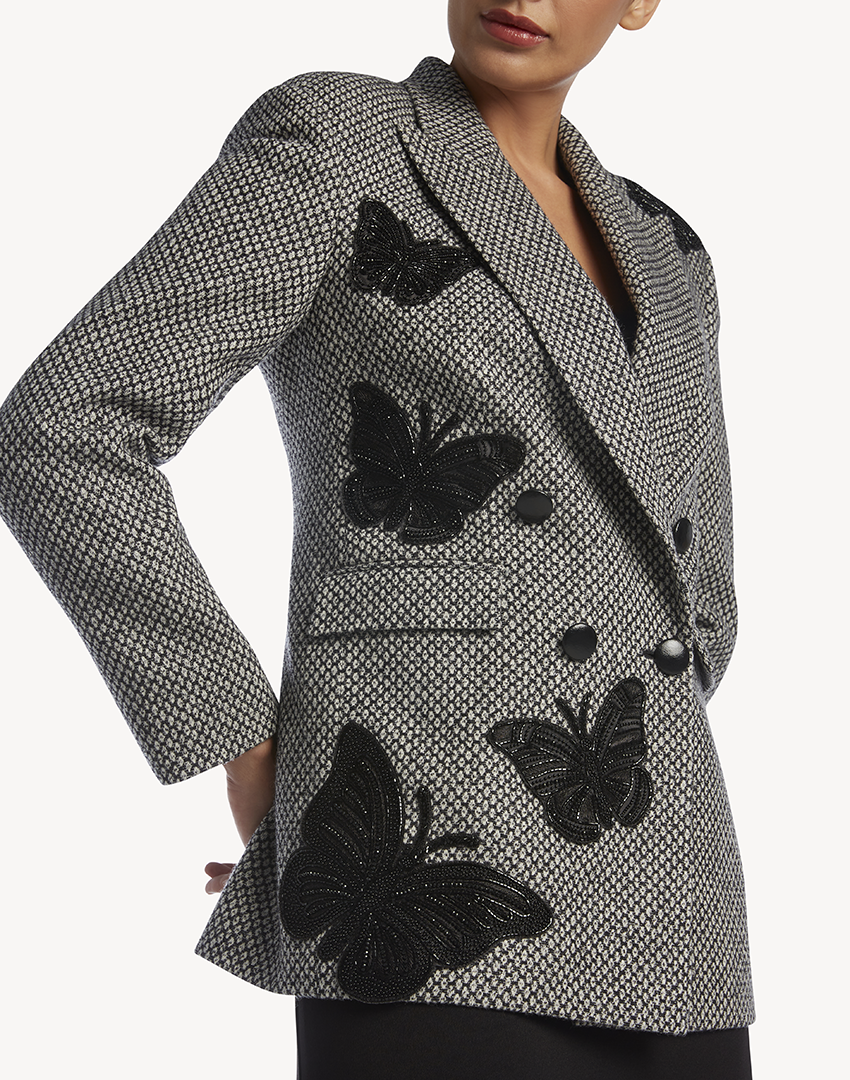 Crystal Embellished Wool Butterfly Jacket