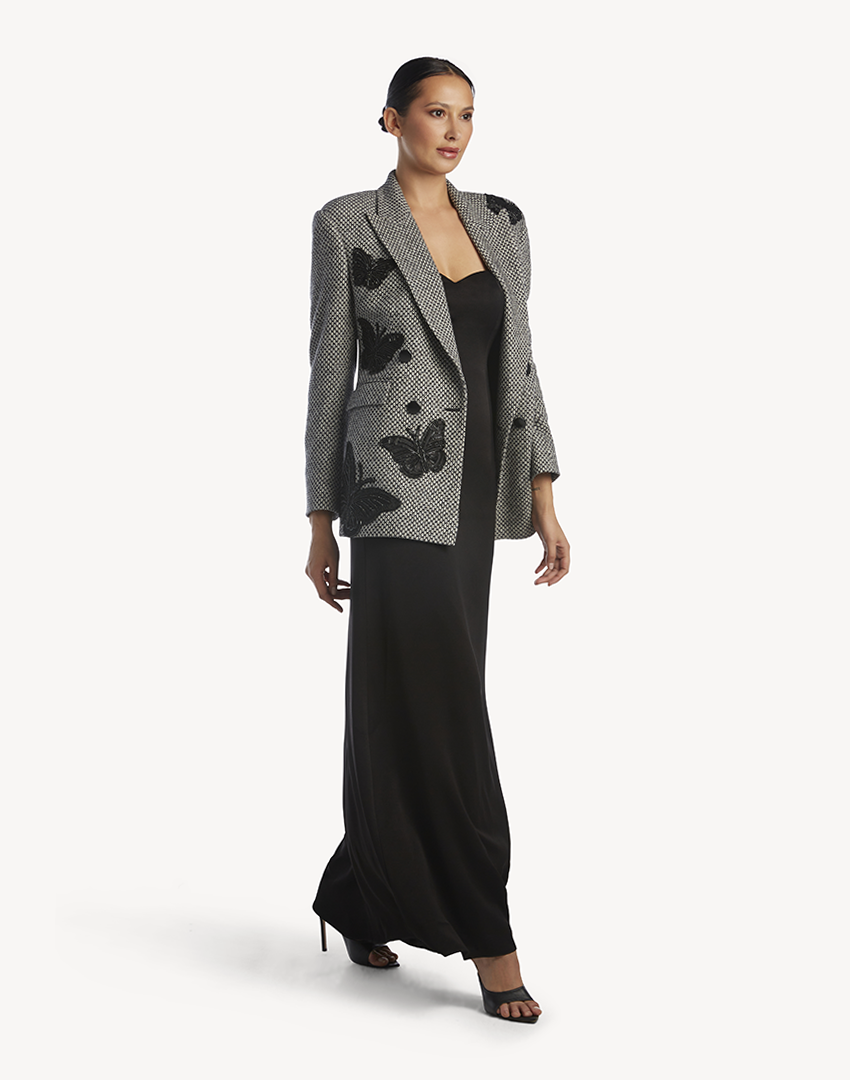 Crystal Embellished Wool Butterfly Jacket