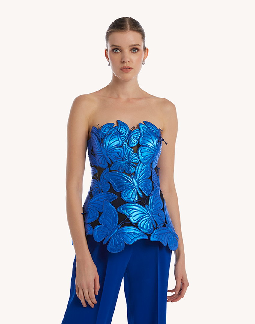 Metallic Papillon Appliqué Corset
