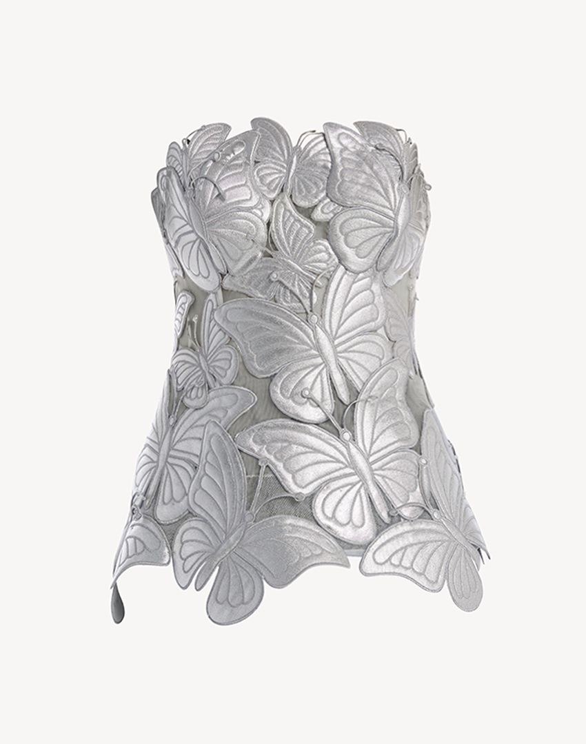 Metallic Papillon Appliqué Corset