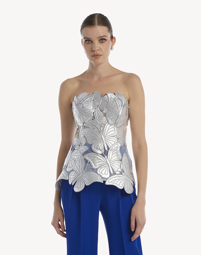 Metallic Papillon Appliqué Corset
