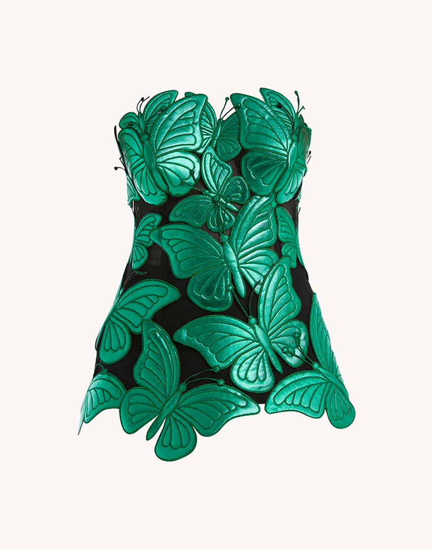 Metallic Papillon Appliqué Corset