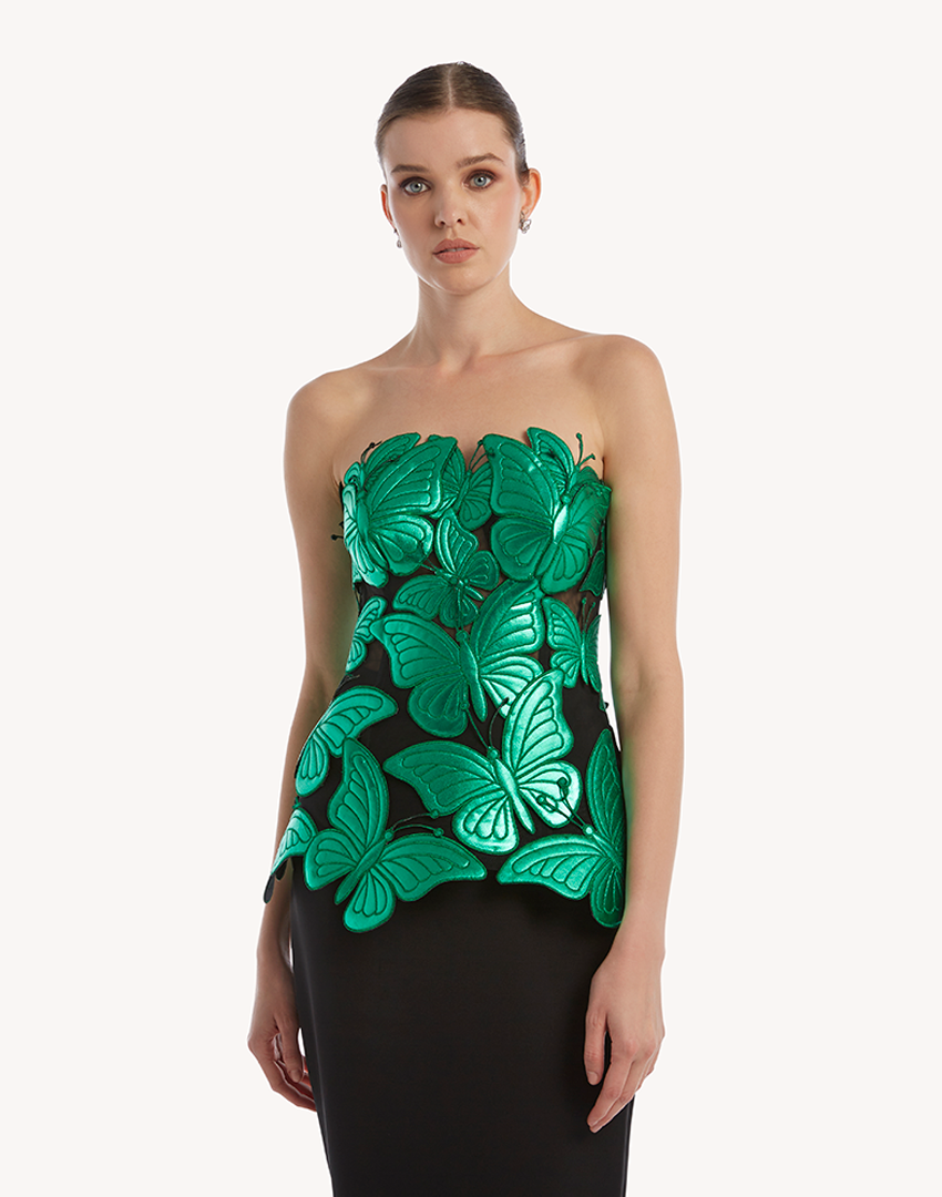 Metallic Papillon Appliqué Corset