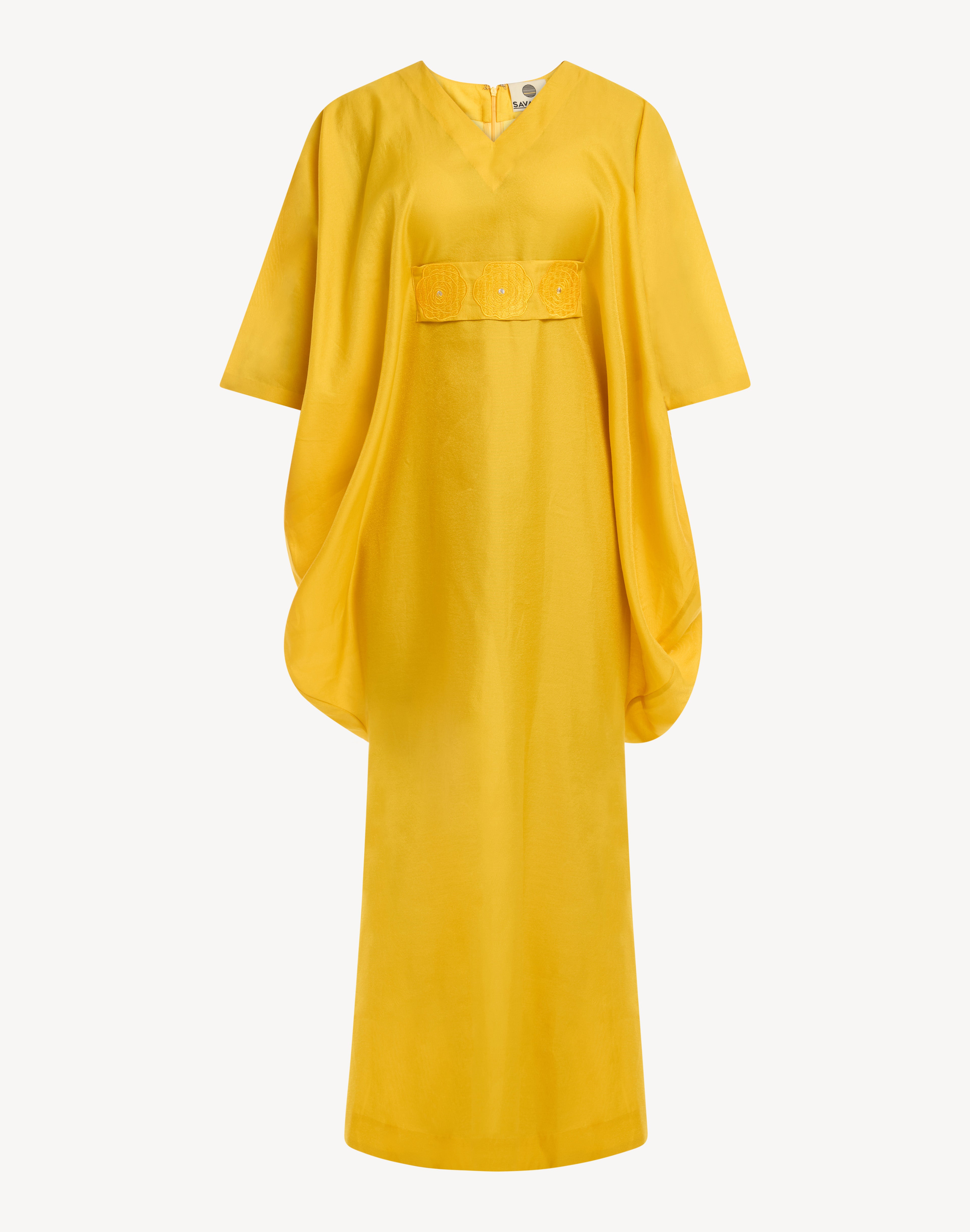 Salma Leaf Embroidered Belted Kaftan