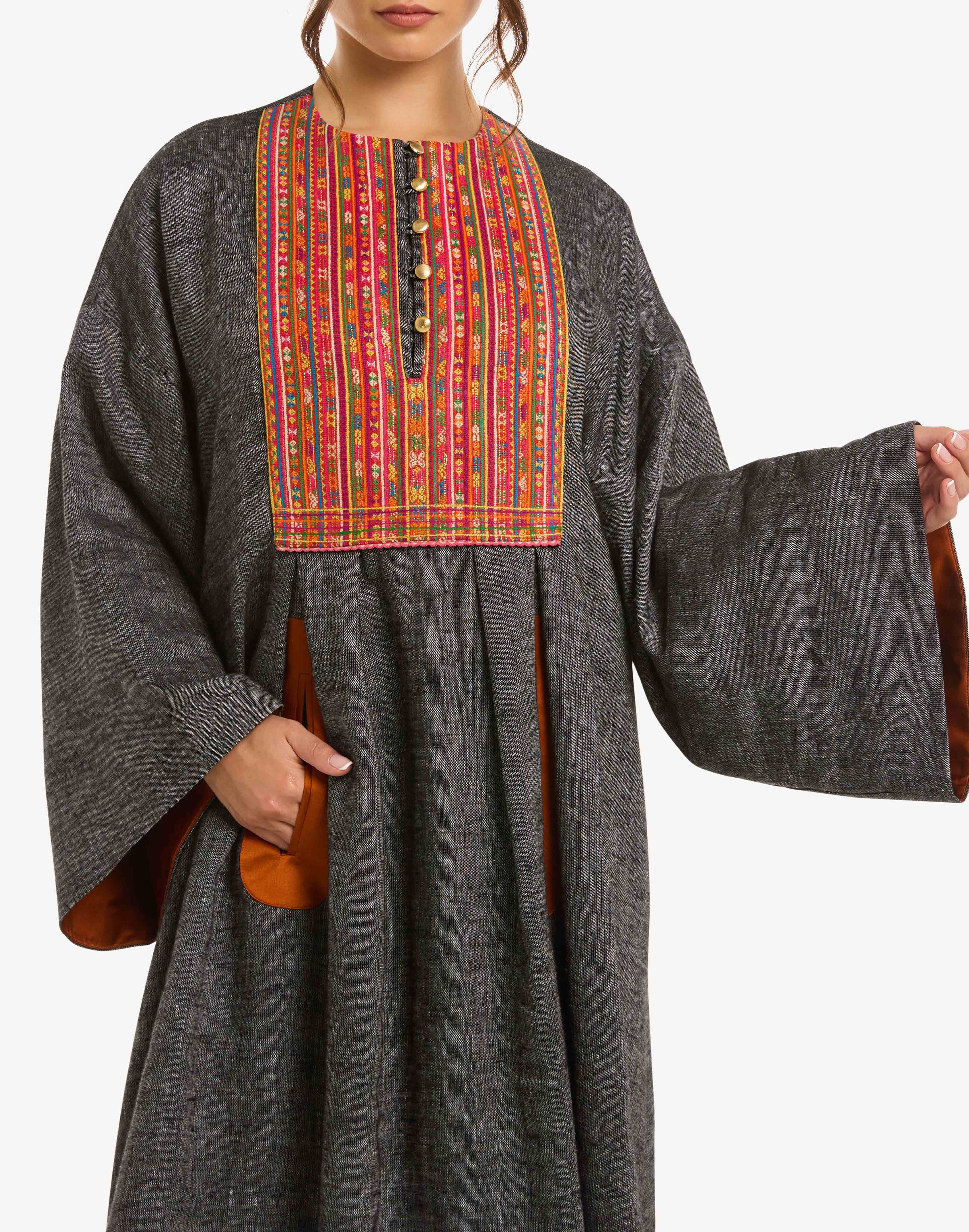 Voyager Embroidered Linen Kaftan