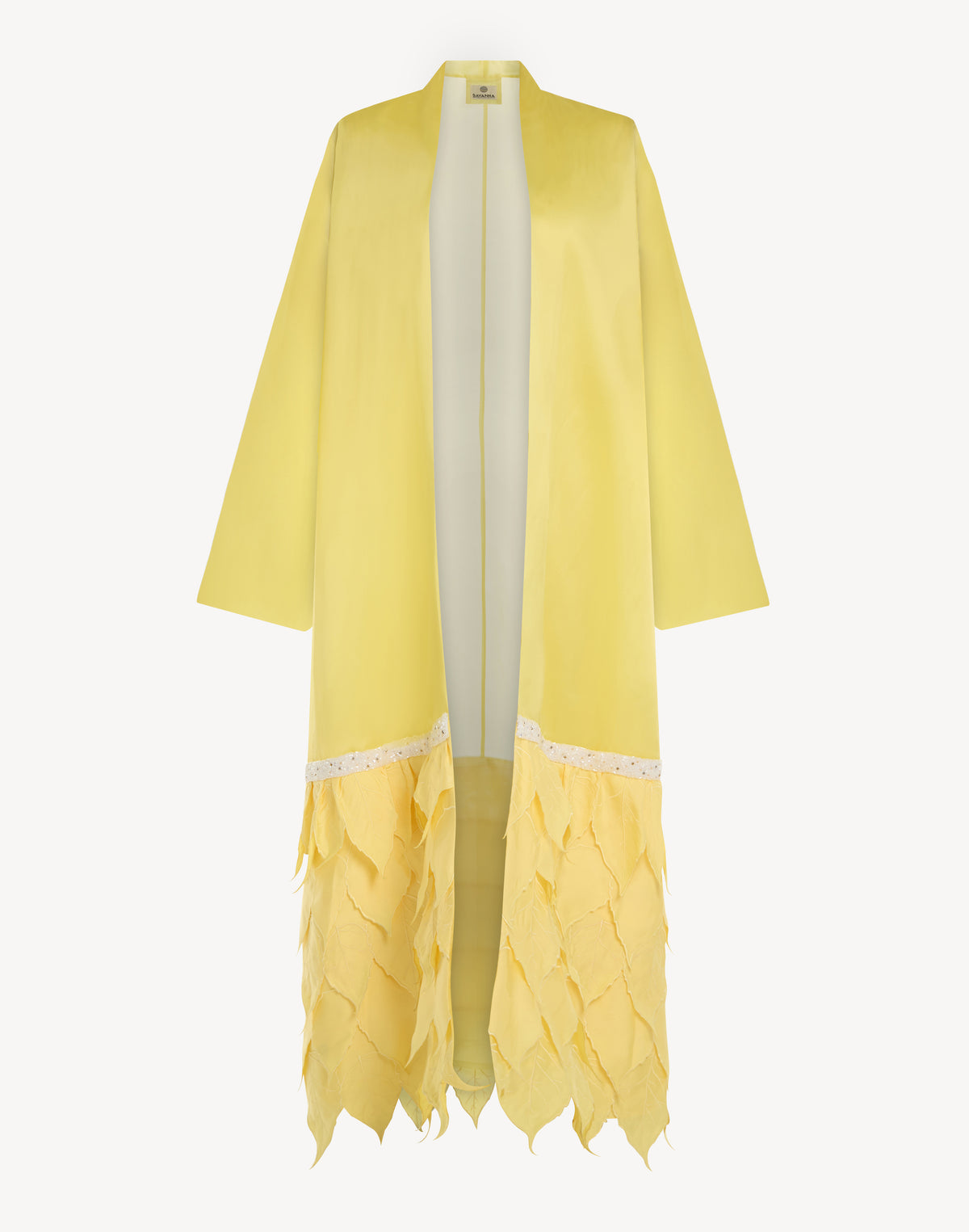 Essence Leaf Appliqué Silk Kaftan