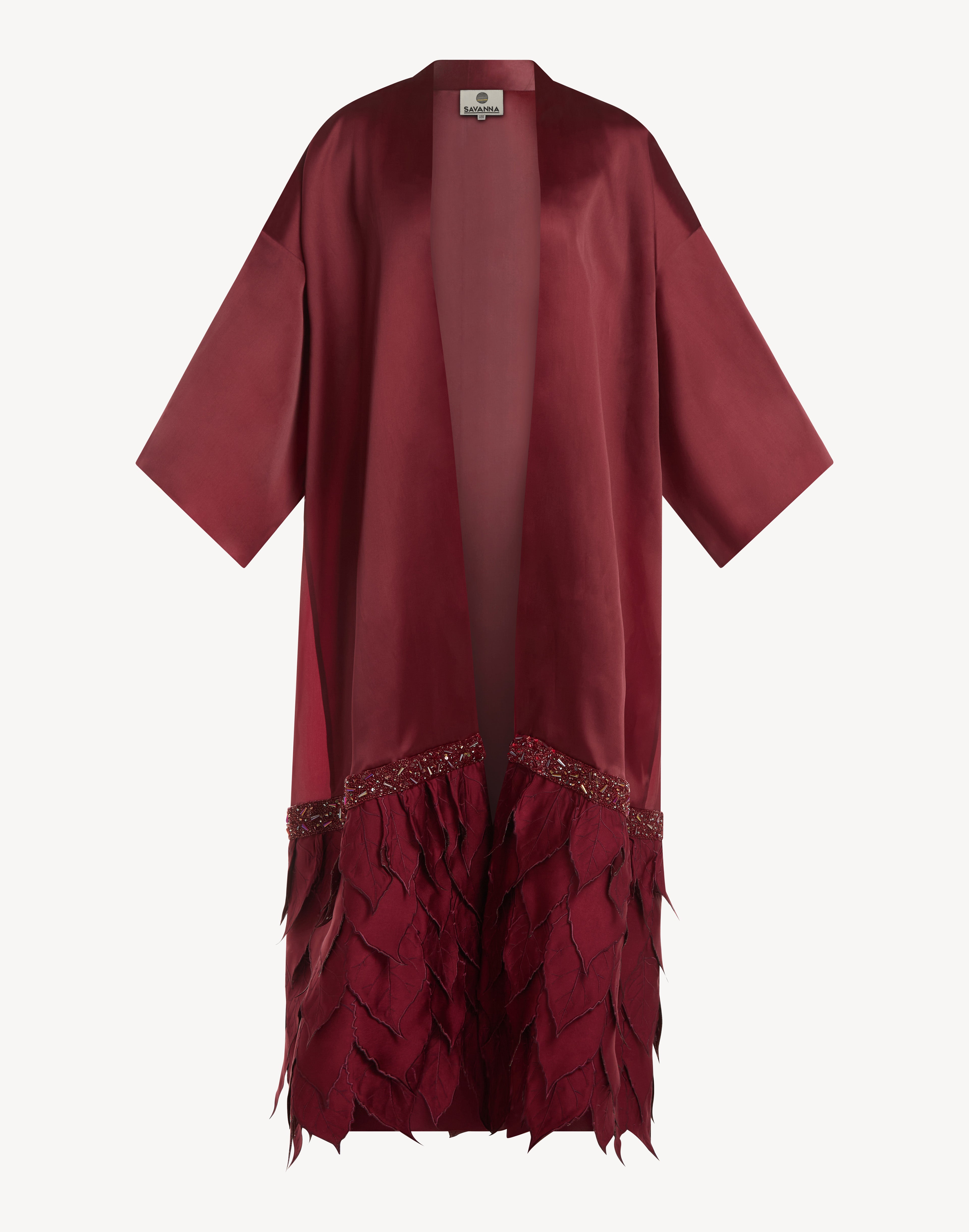 Essence Leaf Applique Silk Kimono