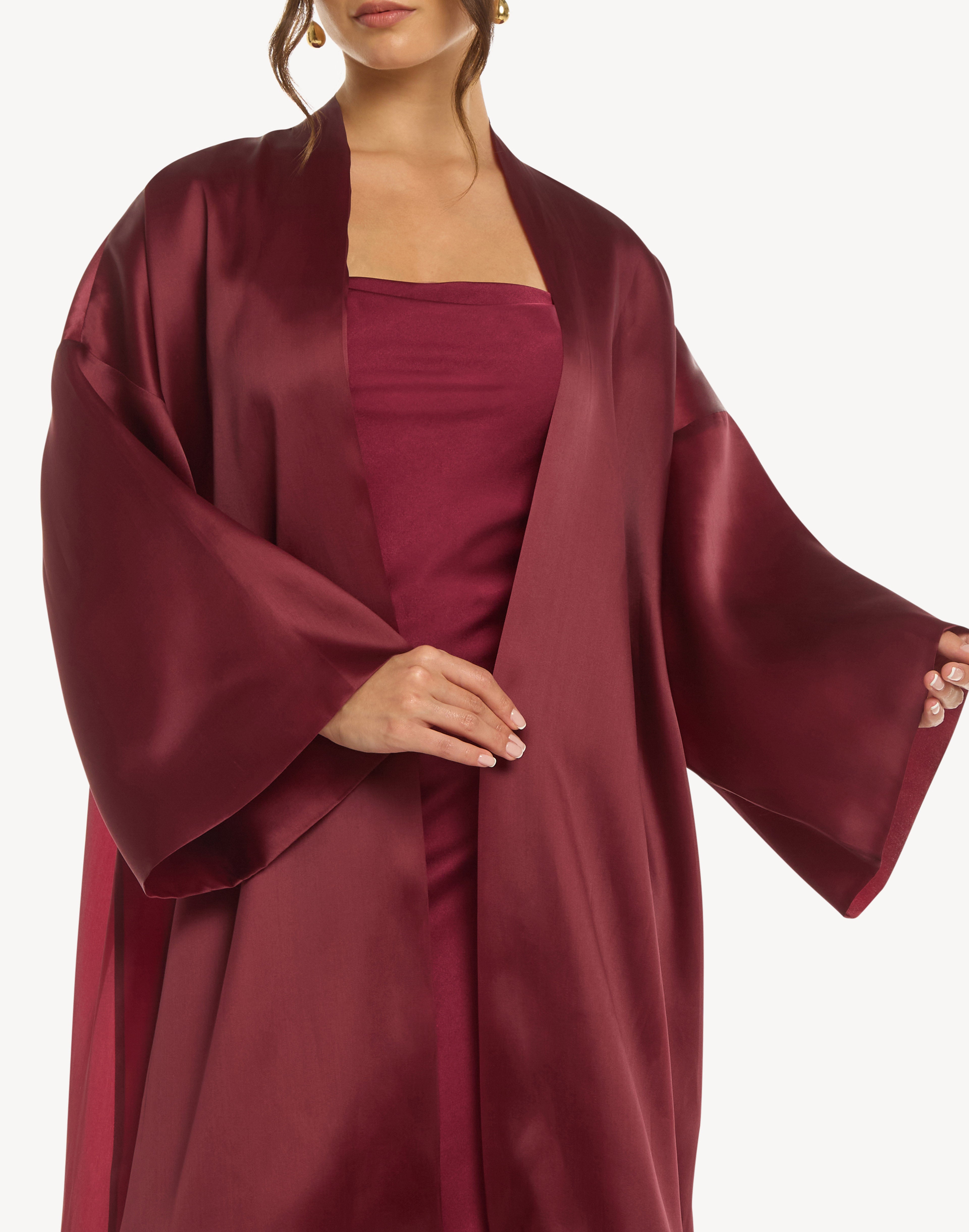 Essence Leaf Appliqué Silk Kaftan