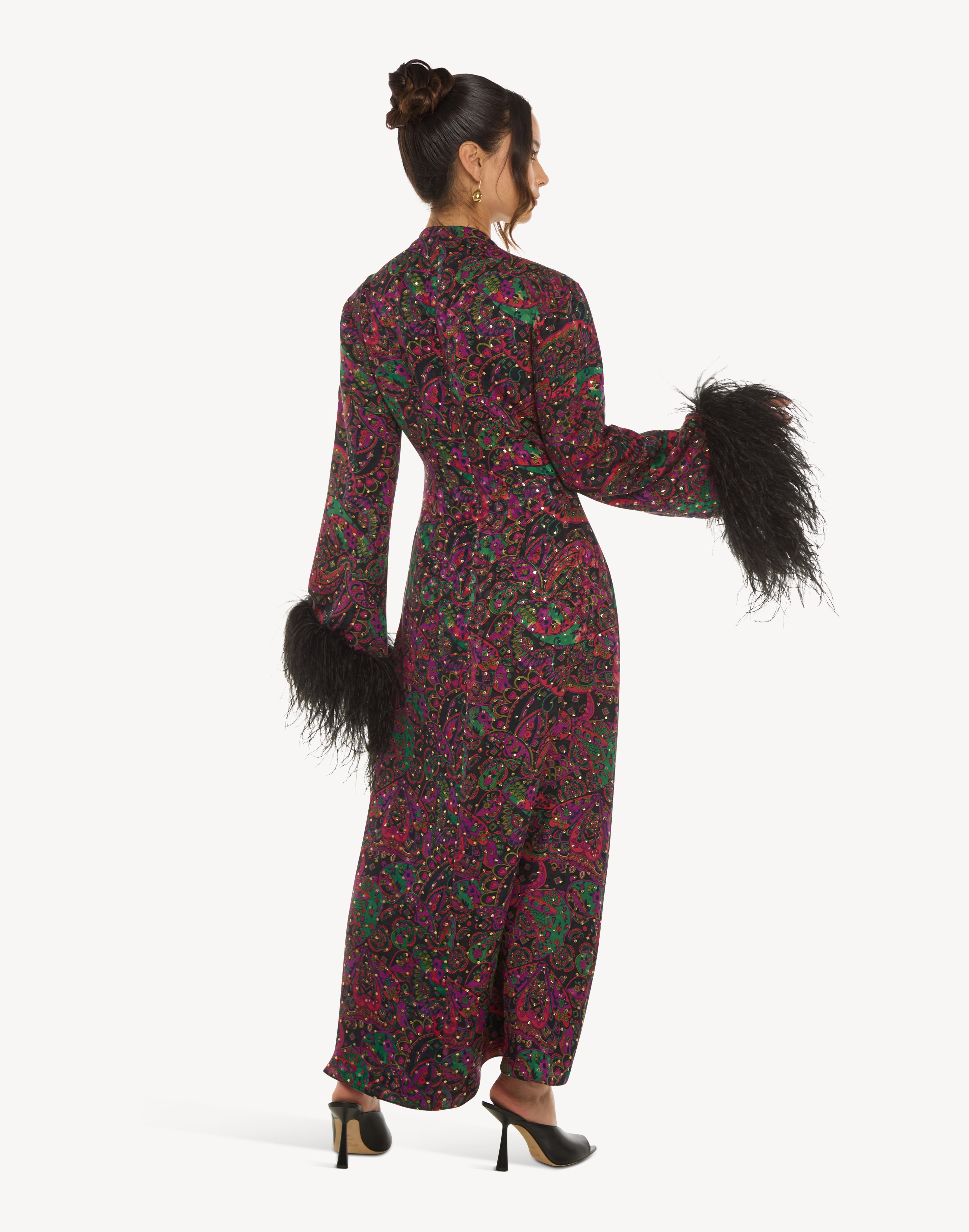 Silk Road Feather-Sleeve Kaftan