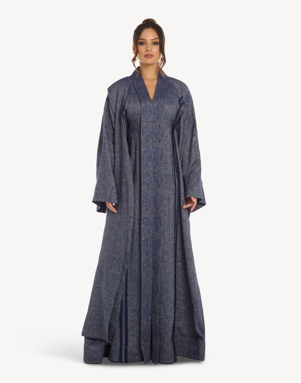 Nomad Leaf Embroidered Linen Kaftan