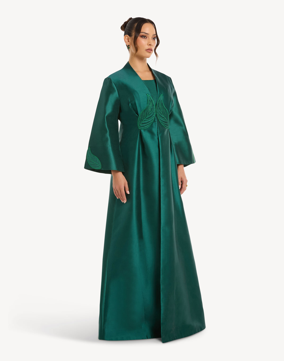 Alia Leaf Applique Kimono Abaya